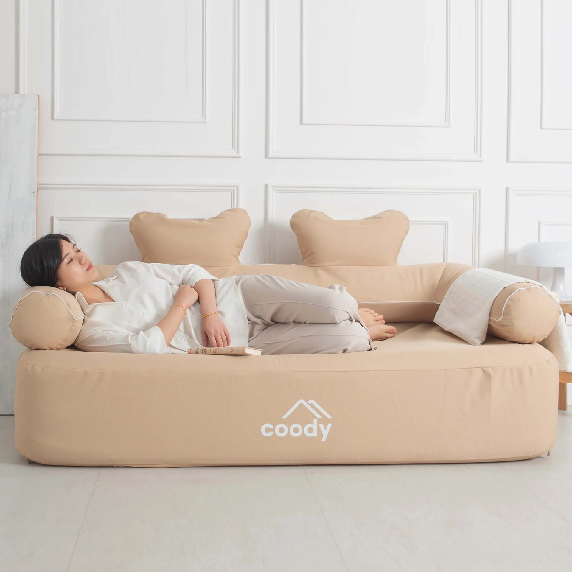 Coody Air Sofa Beige - Inflatable Camping Couch with Built-In Pump - Image 3