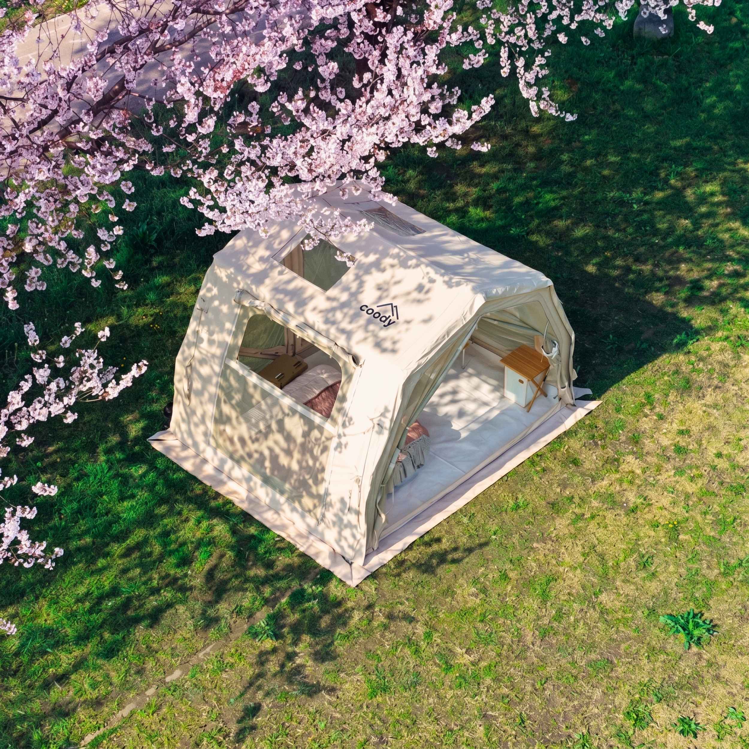 Coody 10.0 PRO Beige Premium Family Inflatable Canvas Tent (2-4 Person) - Image 12