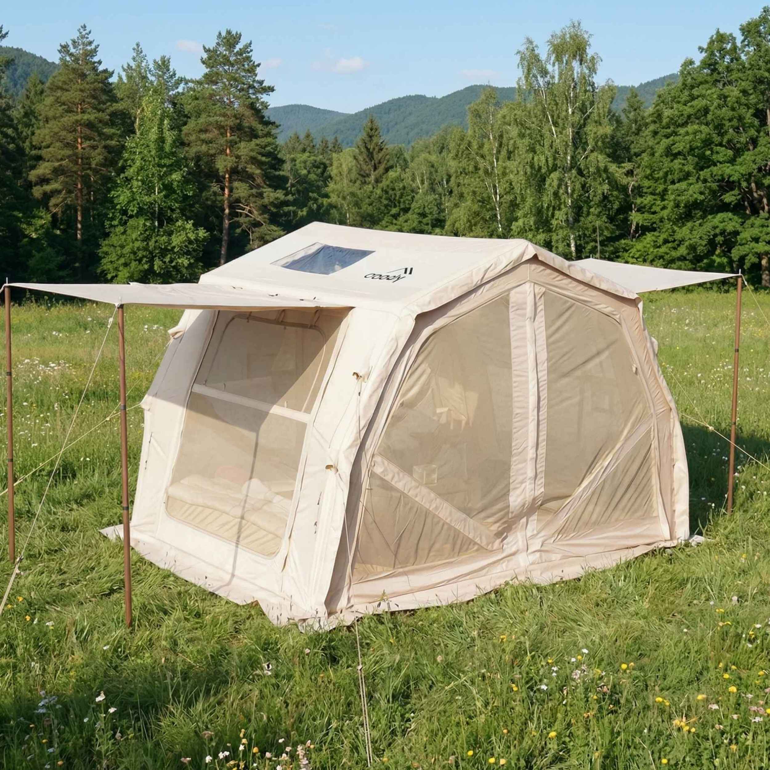 Coody 10.0 PRO Beige Premium Family Inflatable Canvas Tent (2-4 Person) - Image 14