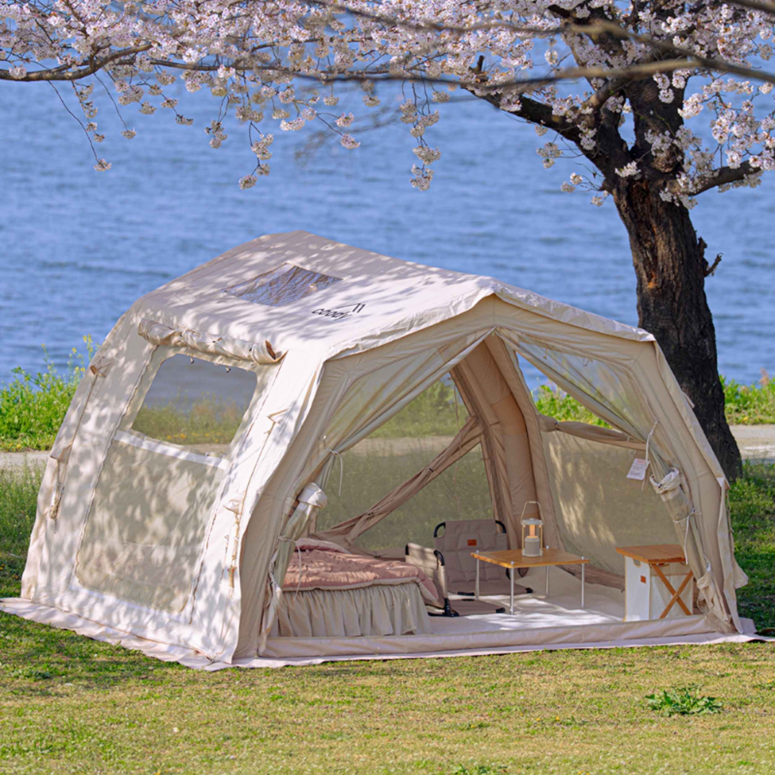 Coody 10.0 PRO Beige Premium Family Inflatable Canvas Tent (2-4 Person) - Image 15