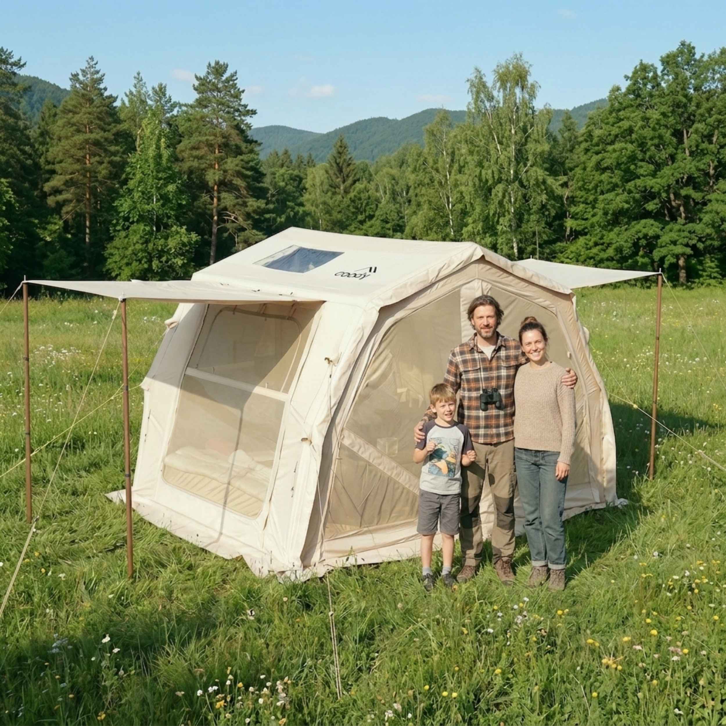 Coody 10.0 PRO Beige Premium Family Inflatable Canvas Tent (2-4 Person) - Image 17