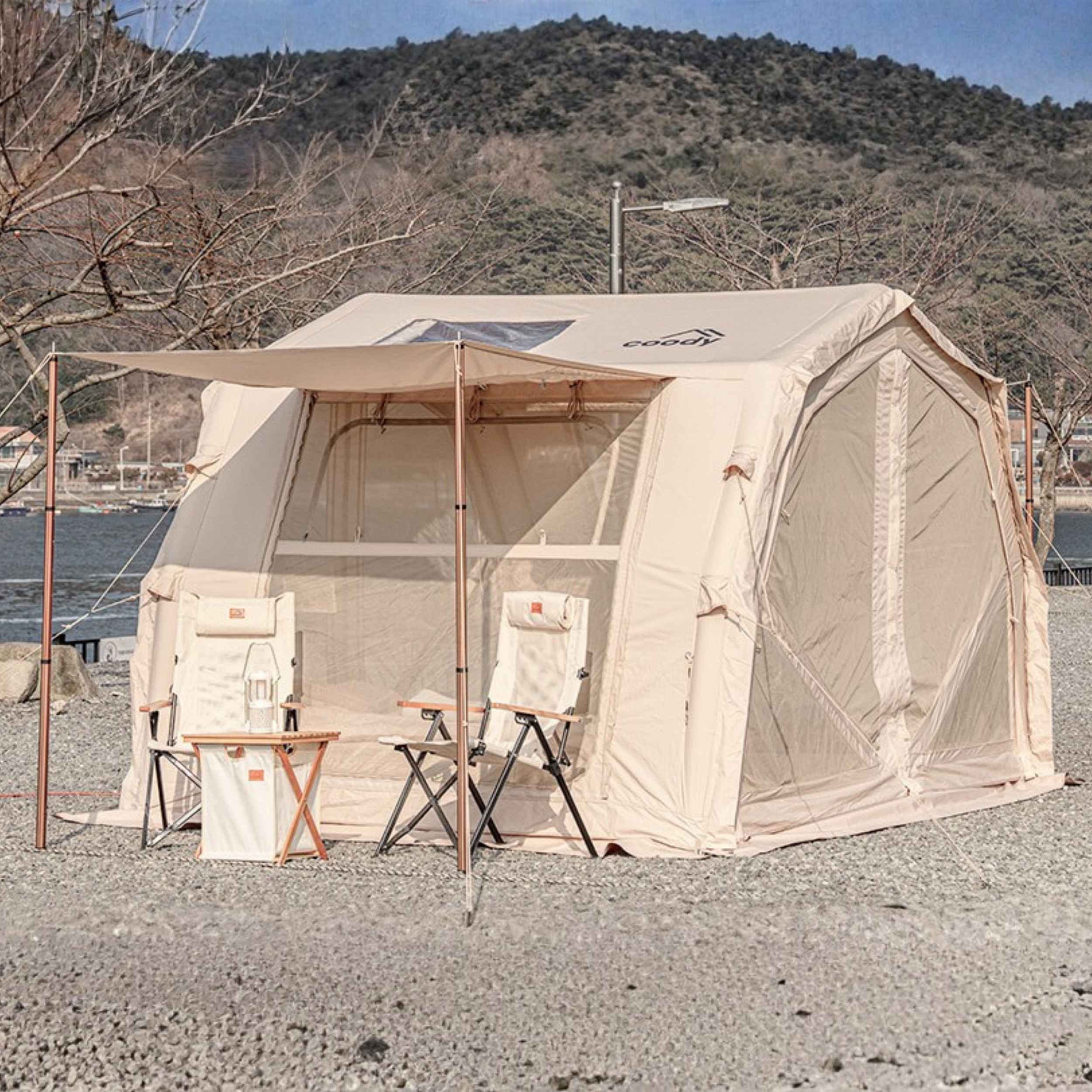 Coody 10.0 PRO Beige Premium Family Inflatable Canvas Tent (2-4 Person) - Image 6