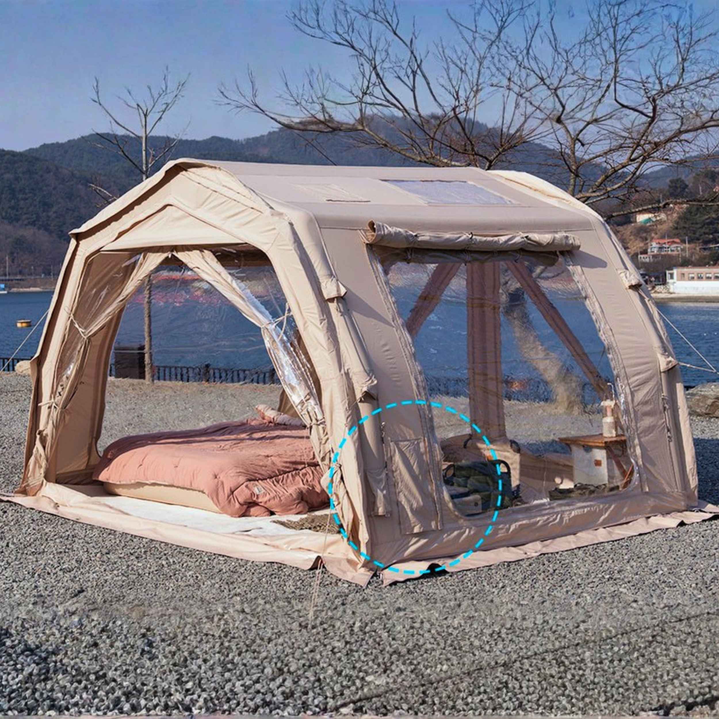 Coody 10.0 PRO Beige Premium Family Inflatable Canvas Tent (2-4 Person) - Image 7