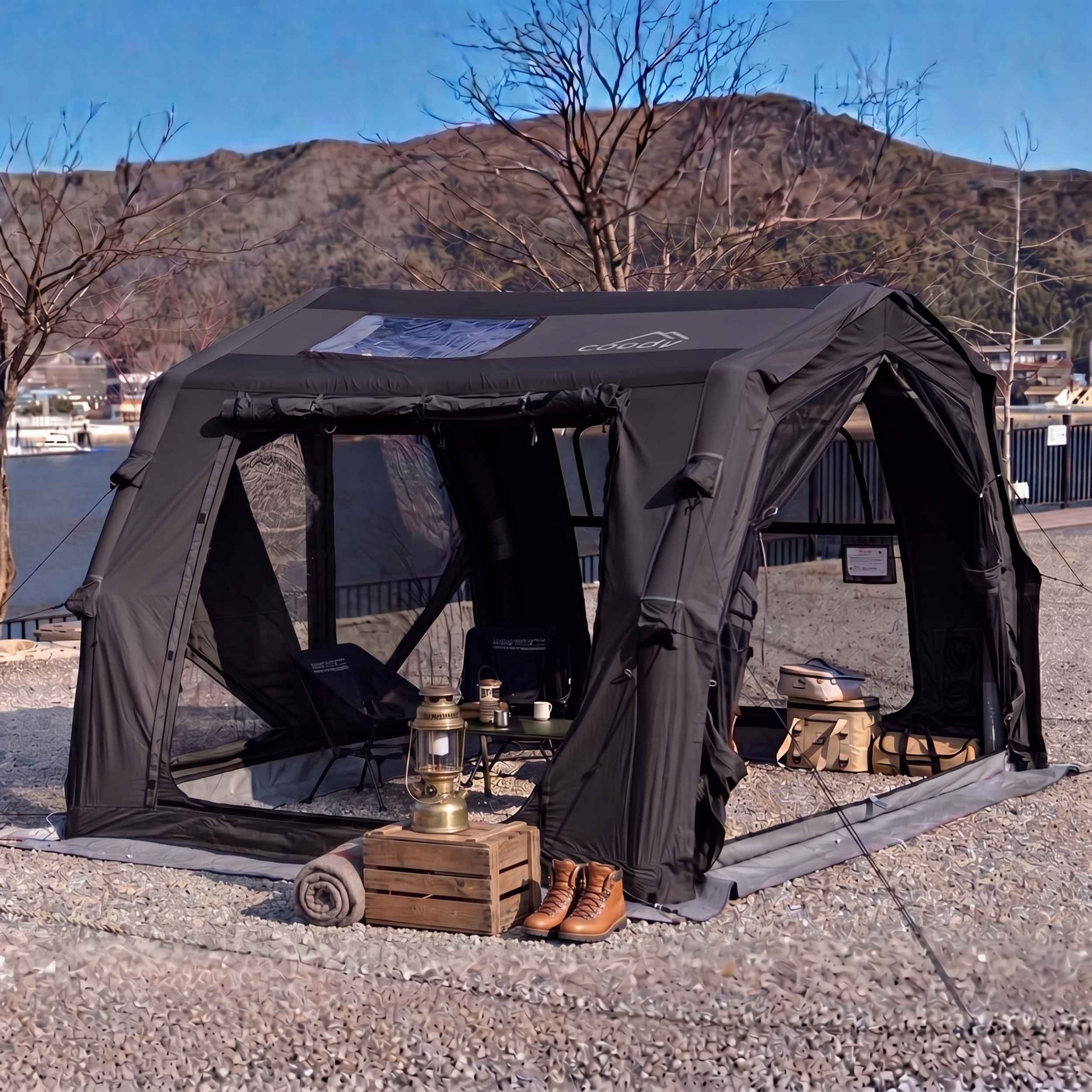 Coody 10.0 PRO Black Premium Family Inflatable Canvas Tent (2-4 Person) - Image 12