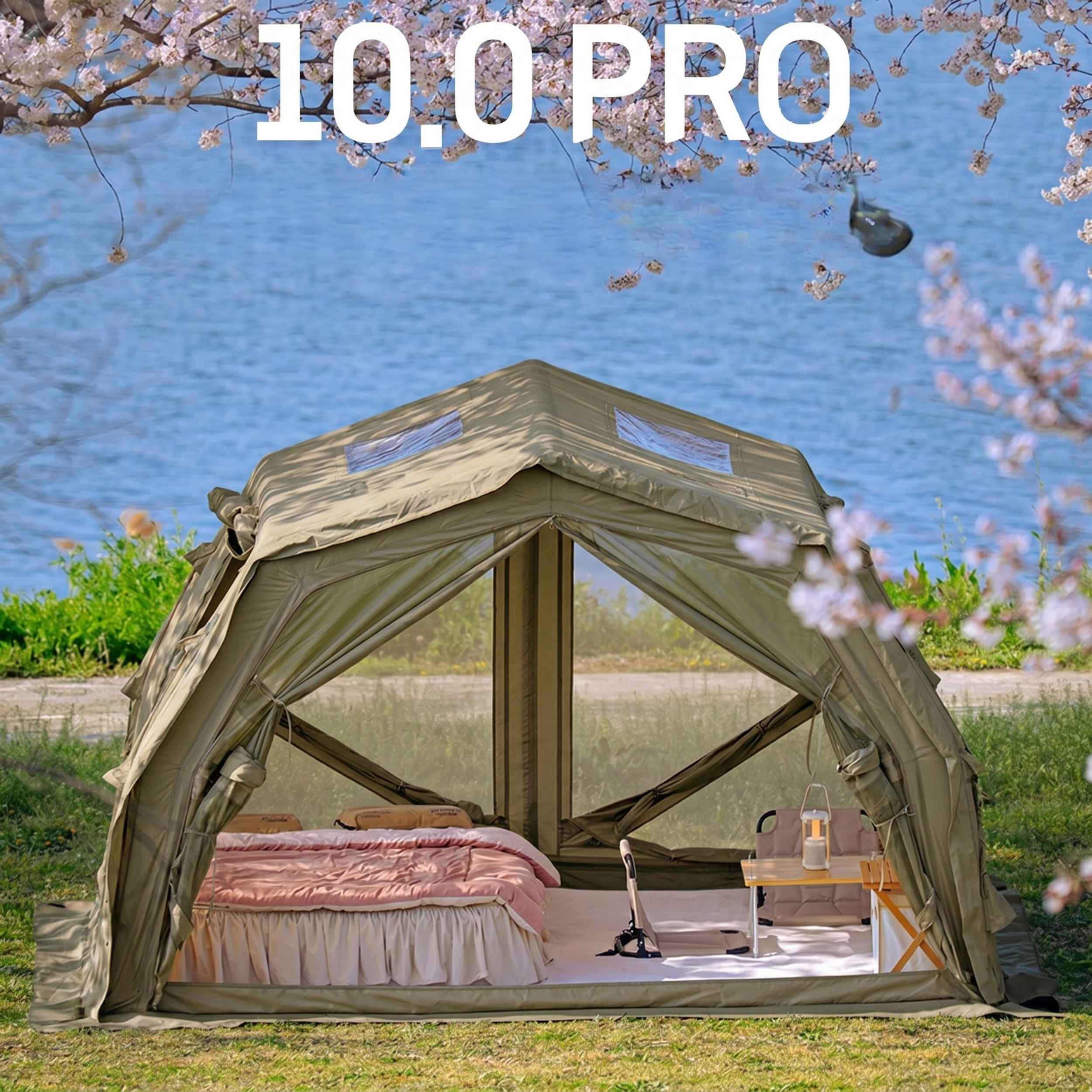 Coody 10.0 PRO Forest Green Premium Family Inflatable Canvas Tent (2-4 Person) - Image 5