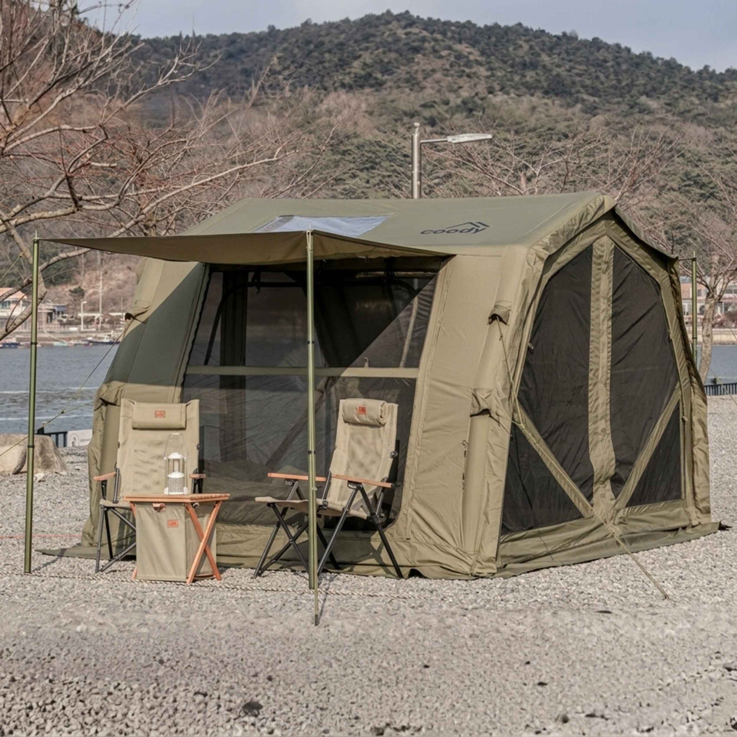 Coody 10.0 PRO Forest Green Premium Family Inflatable Canvas Tent (2-4 Person) - Image 8