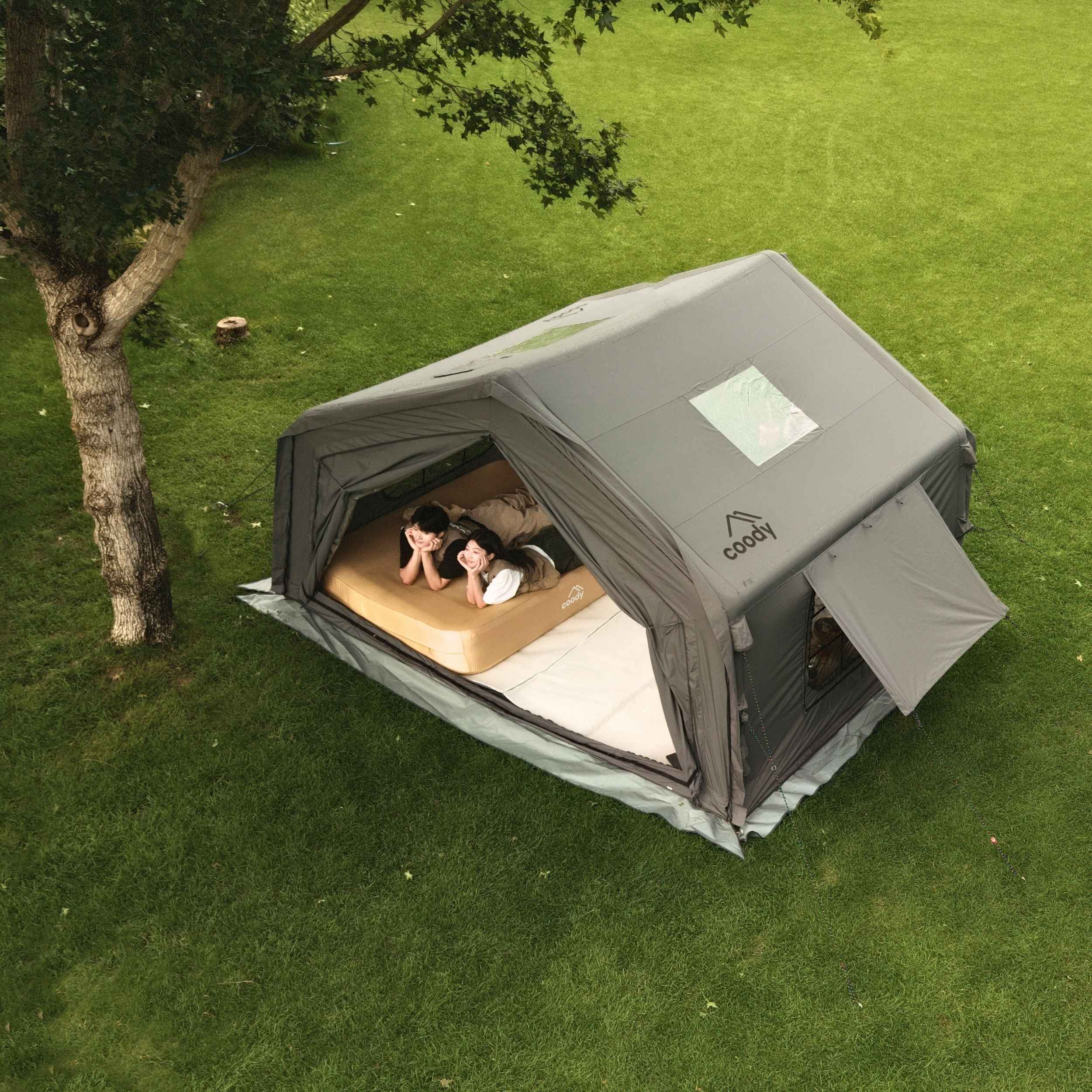 Coody 10.0 Gray Inflatable Tent House for Camping (2-4 Person) - Image 14
