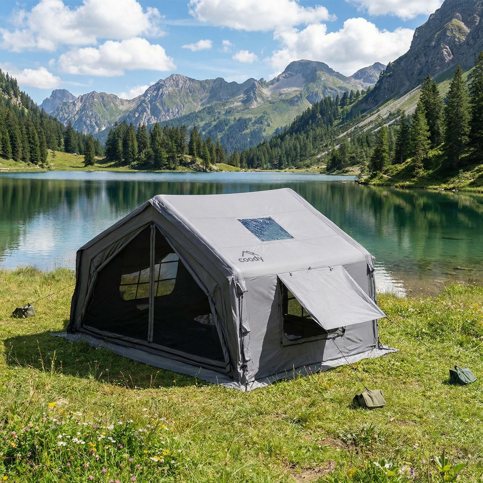 Coody 10.0 Gray Inflatable Tent House for Camping (2-4 Person) - Image 15
