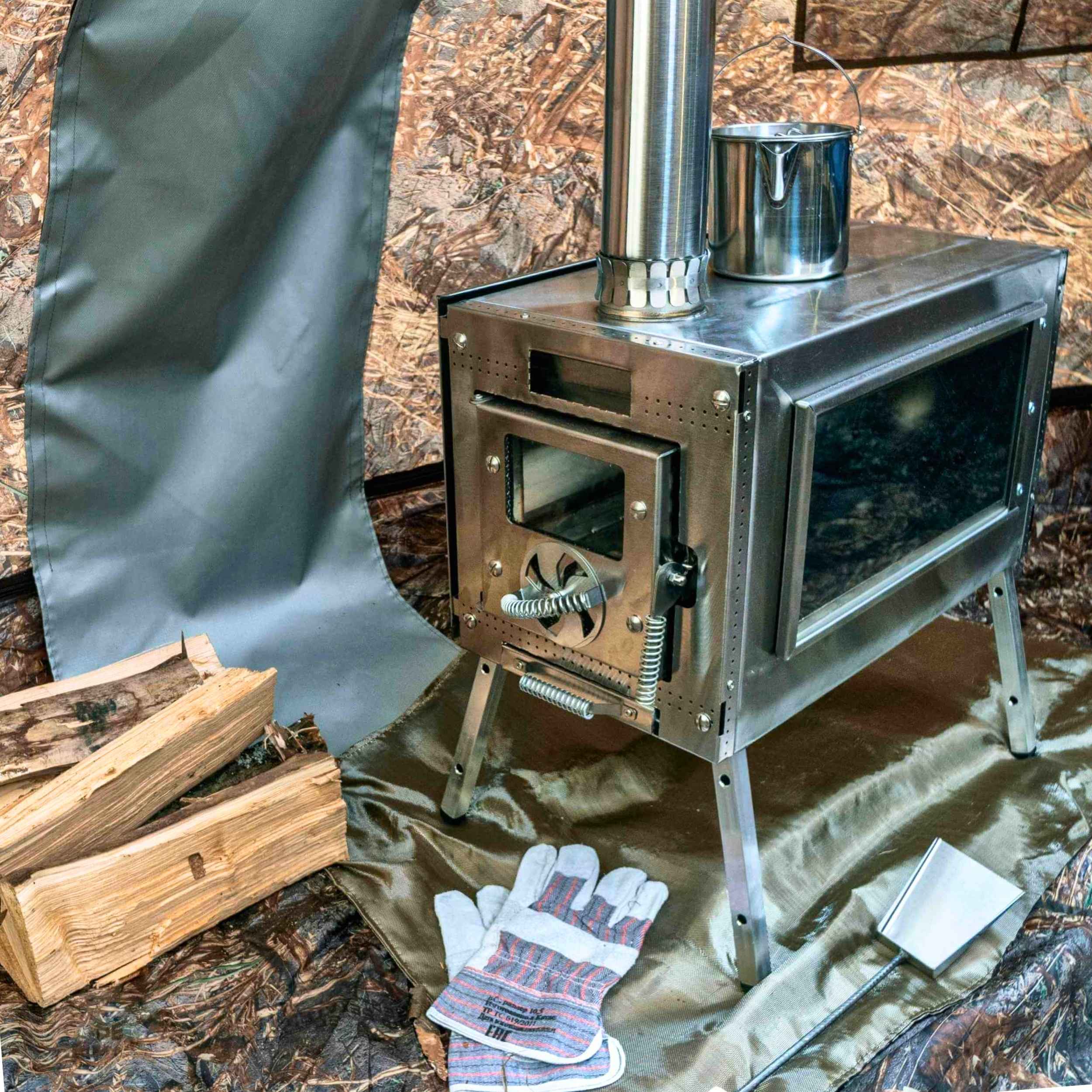 Coody Familia AirTent 17.2 Black (2-10 Person) + RBM Wood Stove Caminus M - Image 10