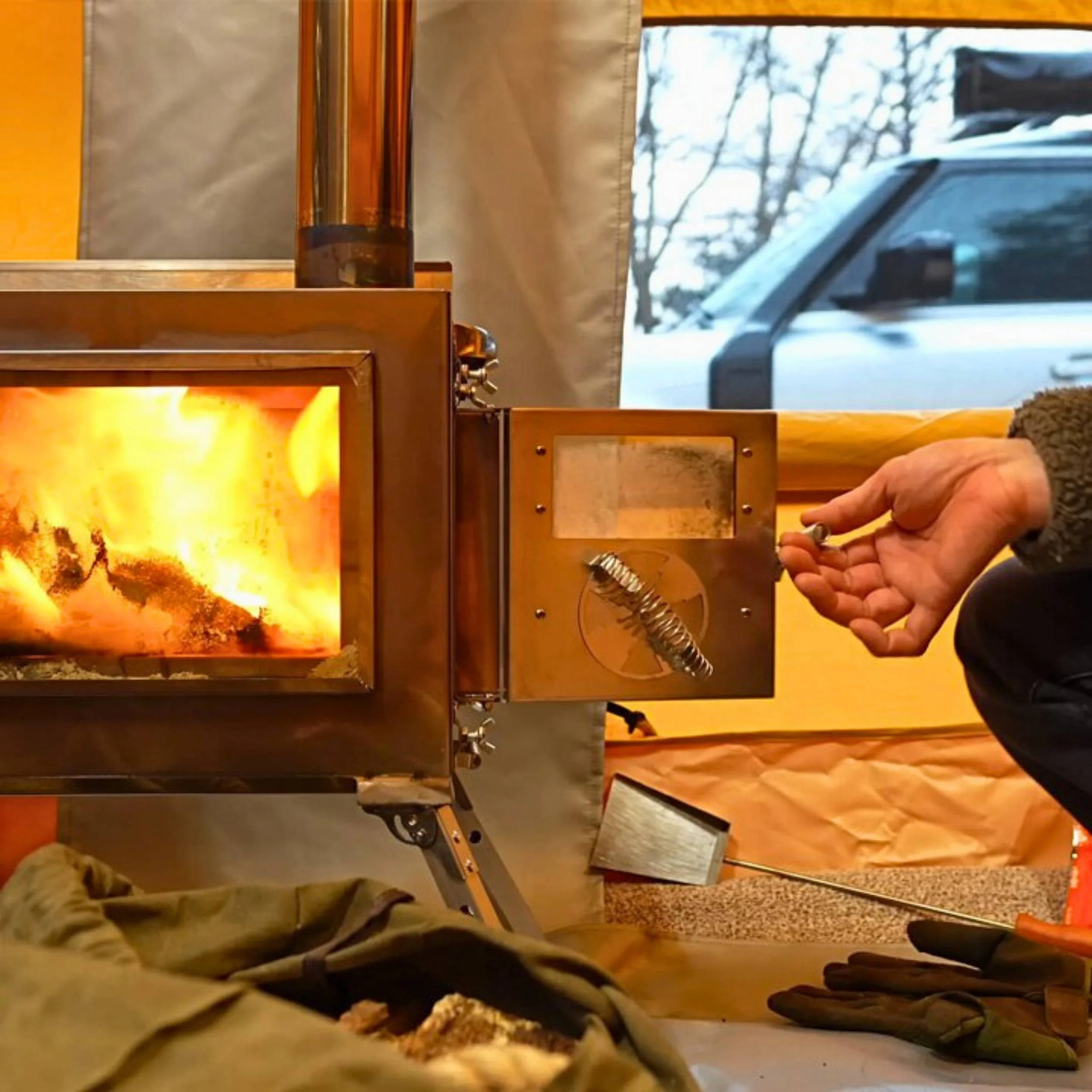 Coody Familia AirTent 17.2 Black (2-10 Person) + RBM Wood Stove Caminus M - Image 12