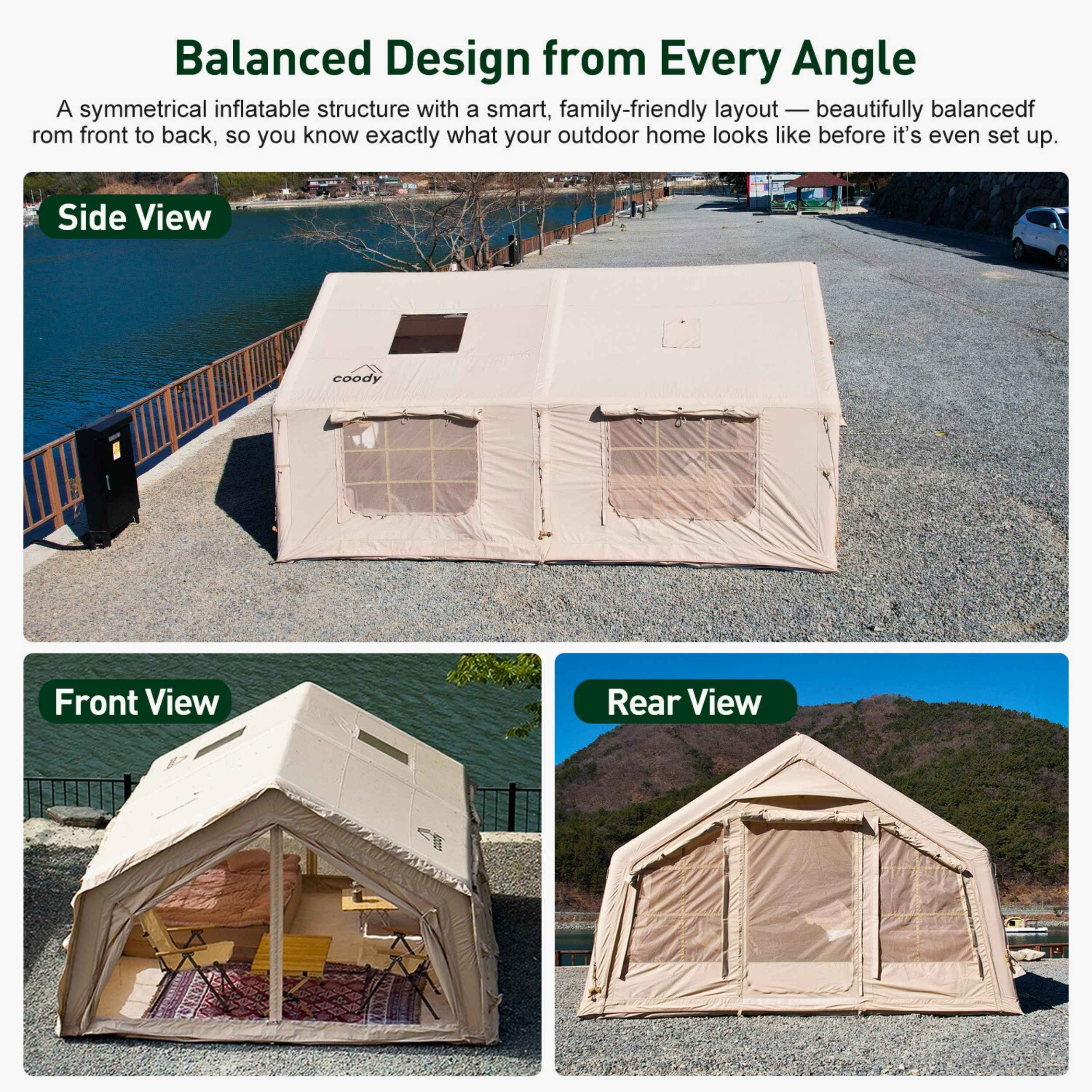 Coody Familia AirTent 13.6 Beige Inflatable Tent House for Camping (2-8 Person) - Image 3