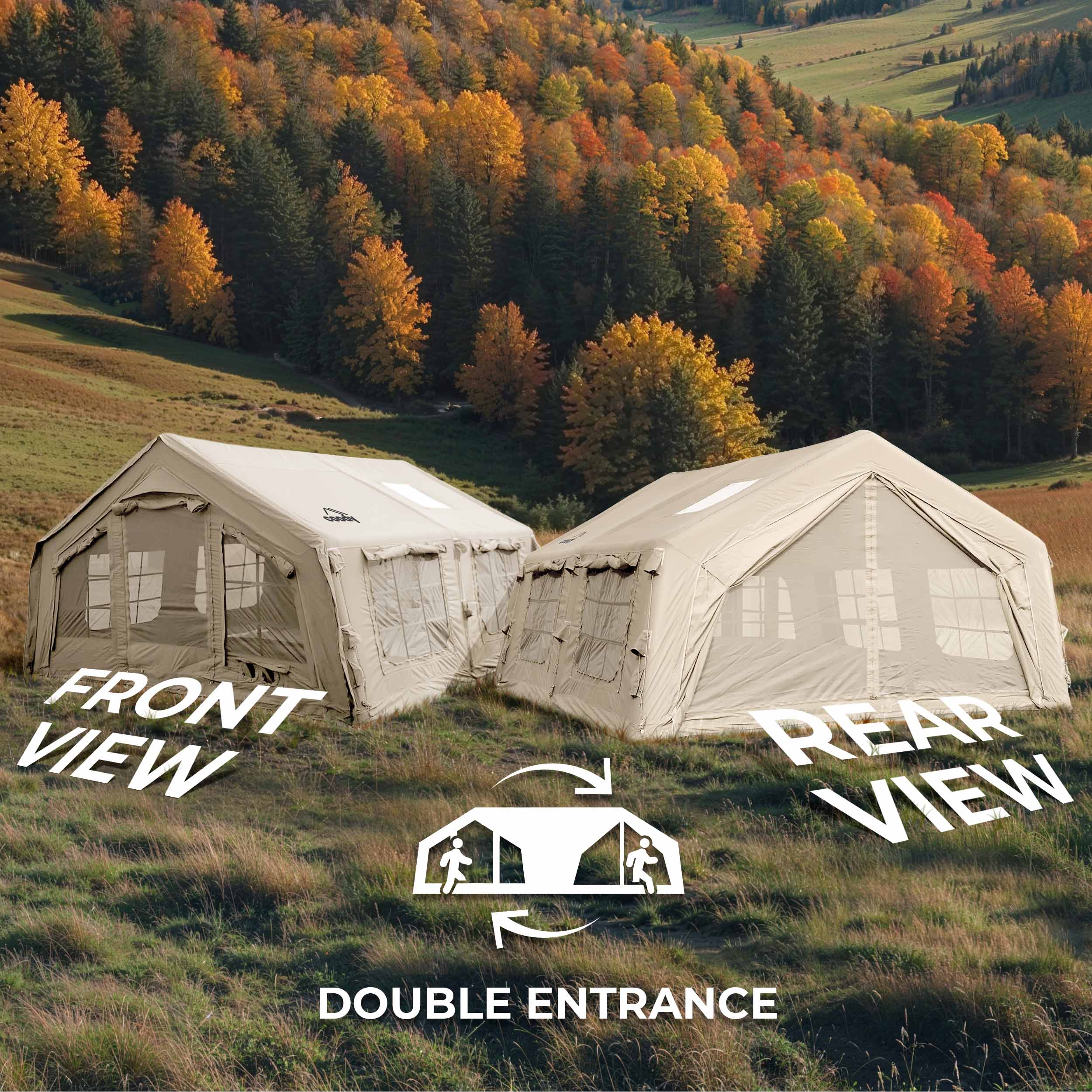 Coody Familia AirTent 13.6 Beige (2-10 Person) + RBM Wood Stove Caminus M - Image 7