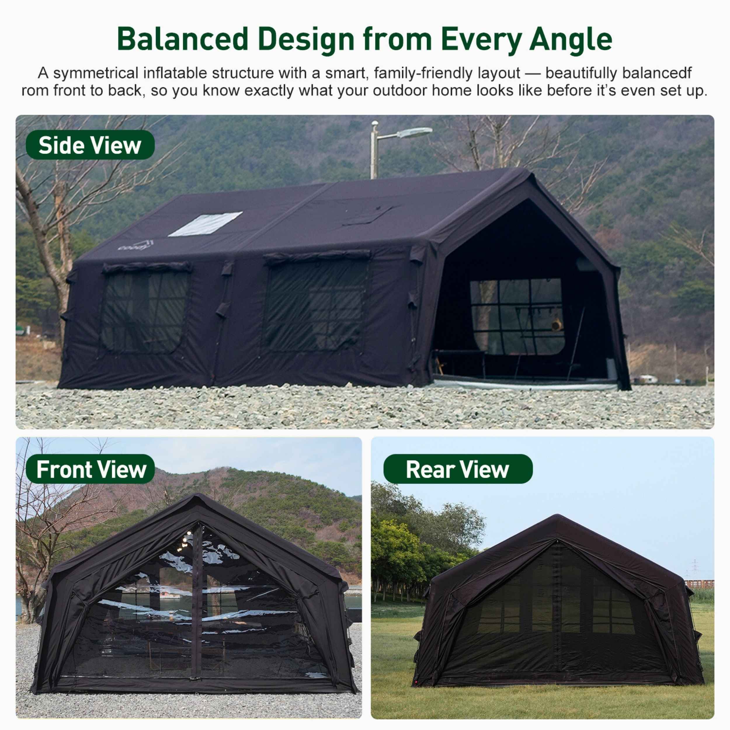Coody Familia AirTent 13.6 Black Inflatable Tent House for Camping (2-8 Person) - Image 3