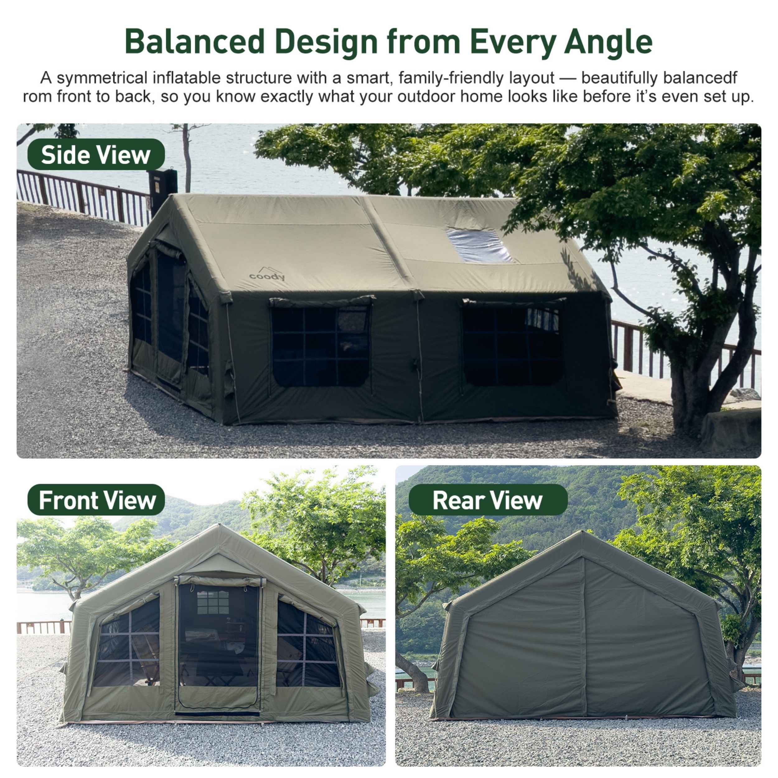 Coody Familia AirTent 13.6 Forest Green Inflatable Tent House for Camping (2-8 Person) - Image 3