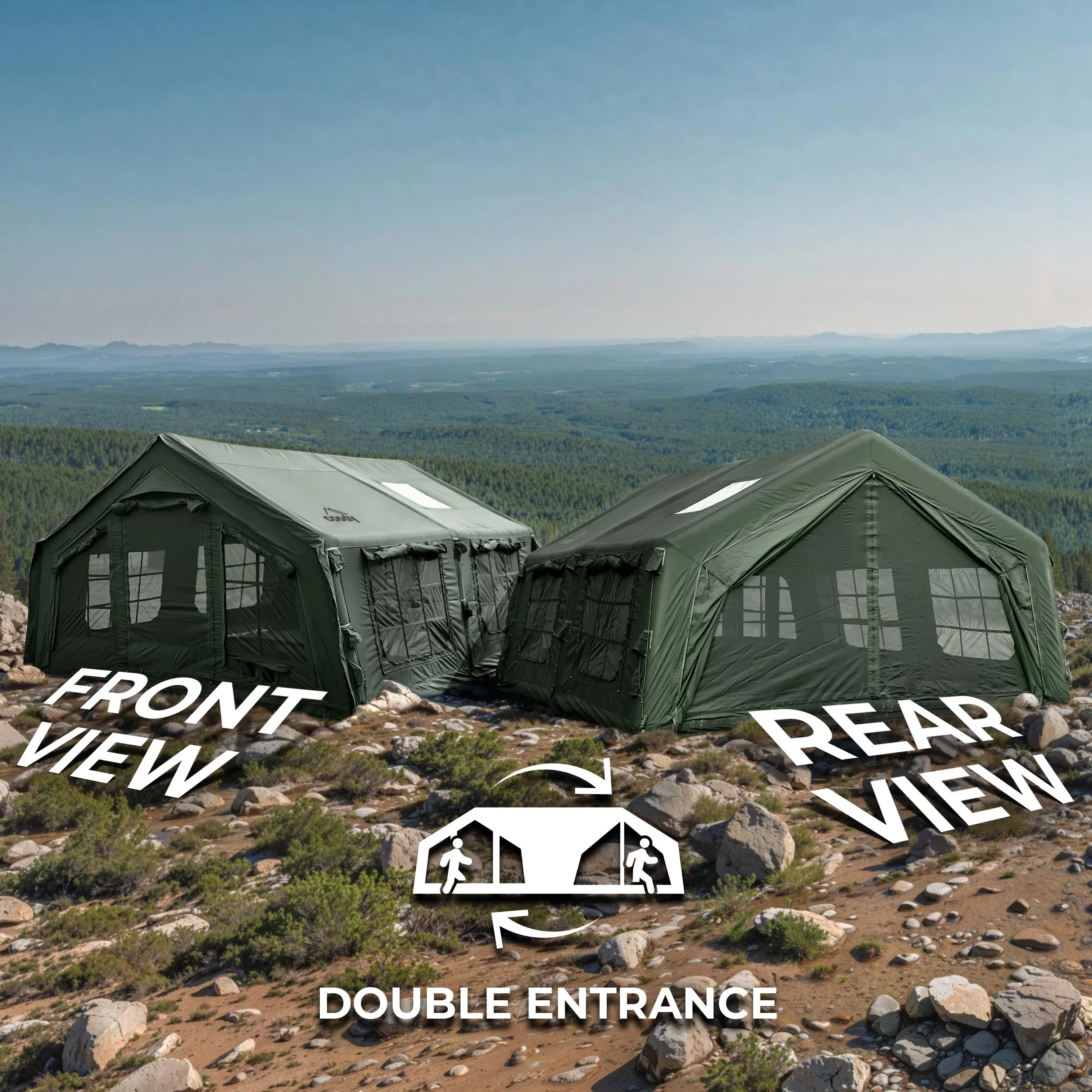 Coody Familia AirTent 13.6 Forest Green (2-10 Person)+RBM Wood Stove Caminus M - Image 7