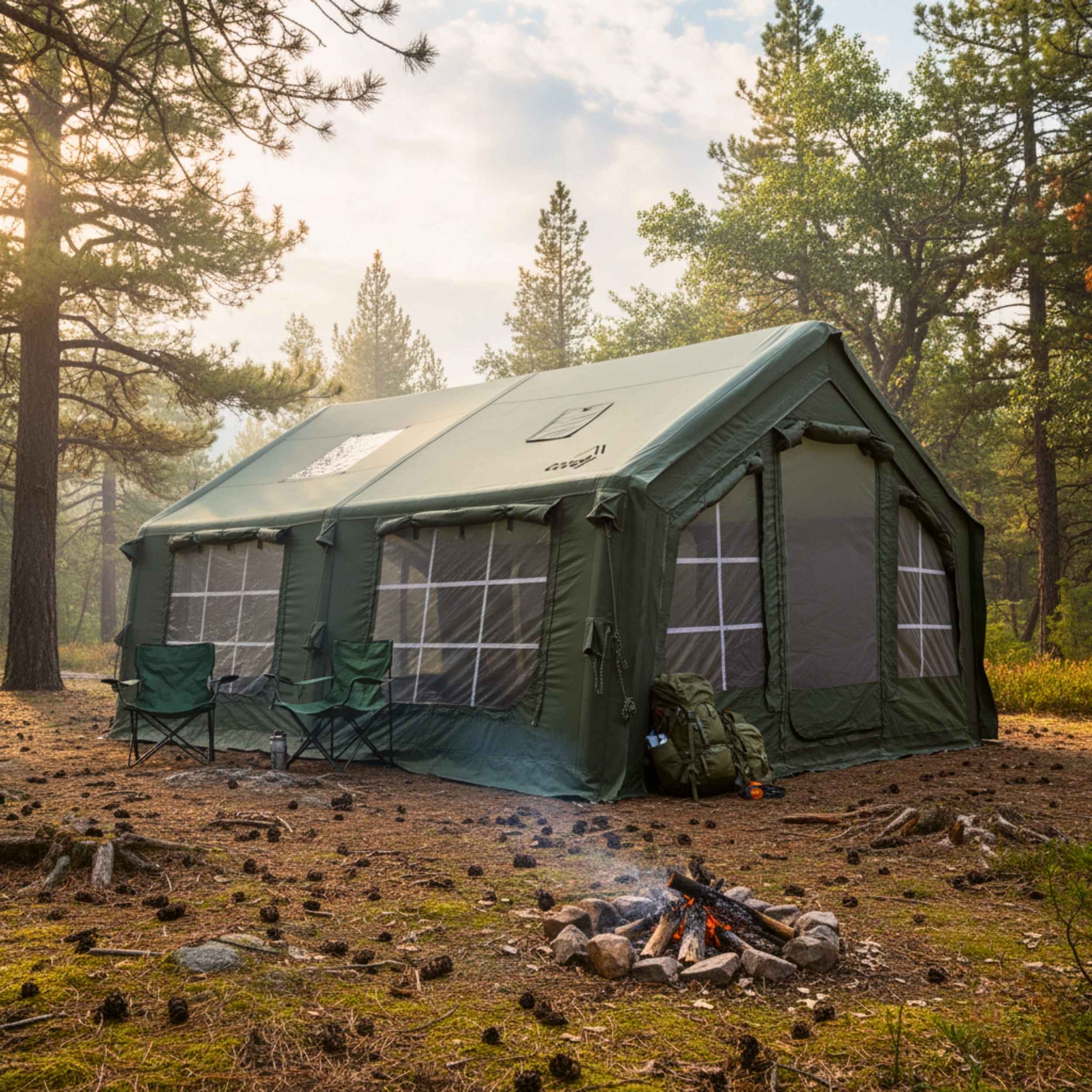 Coody Familia AirTent 13.6 Forest Green Inflatable Tent House for Camping (2-8 Person) - Image 13