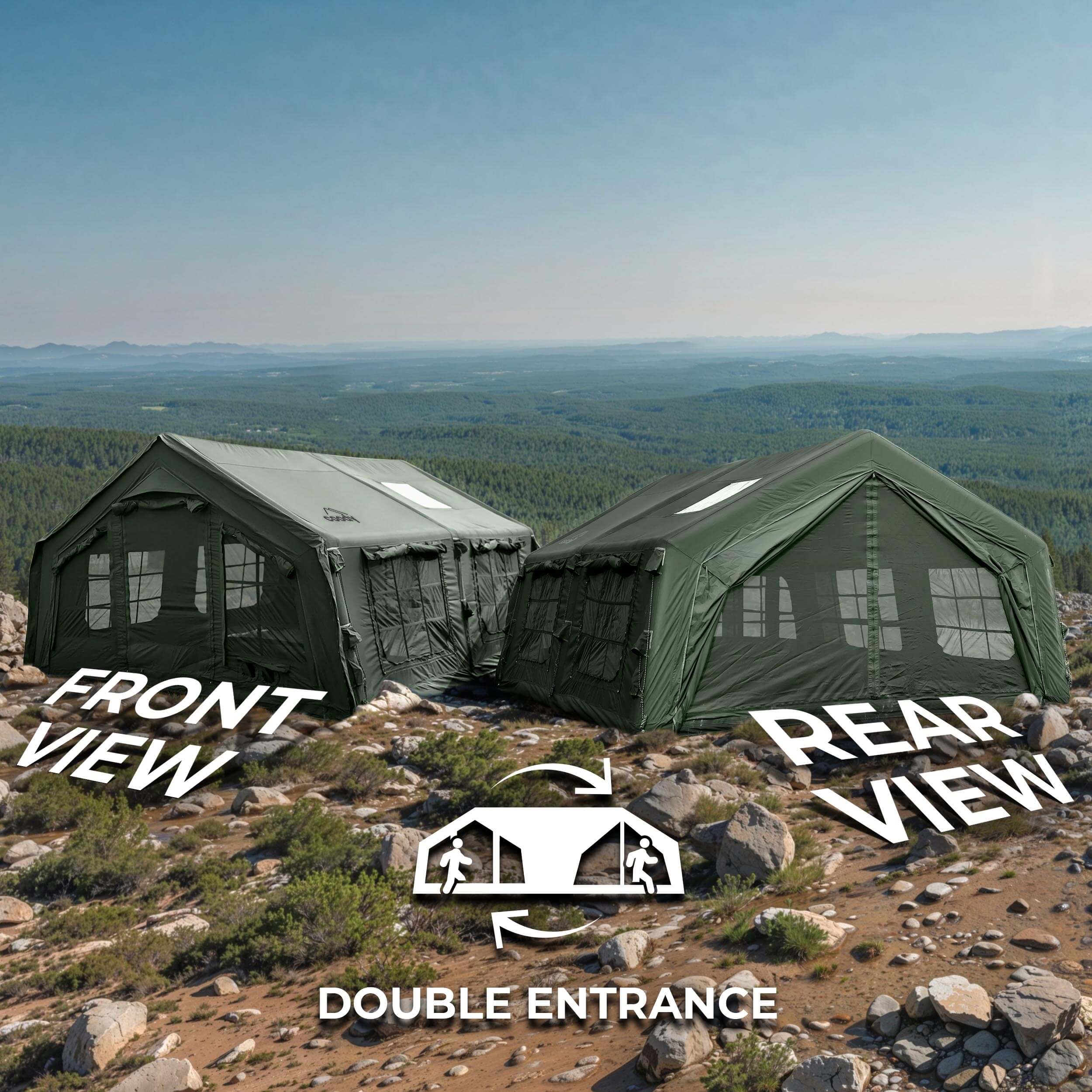 Coody Familia AirTent 13.6 Forest Green Inflatable Tent House for Camping (2-8 Person) - Image 7