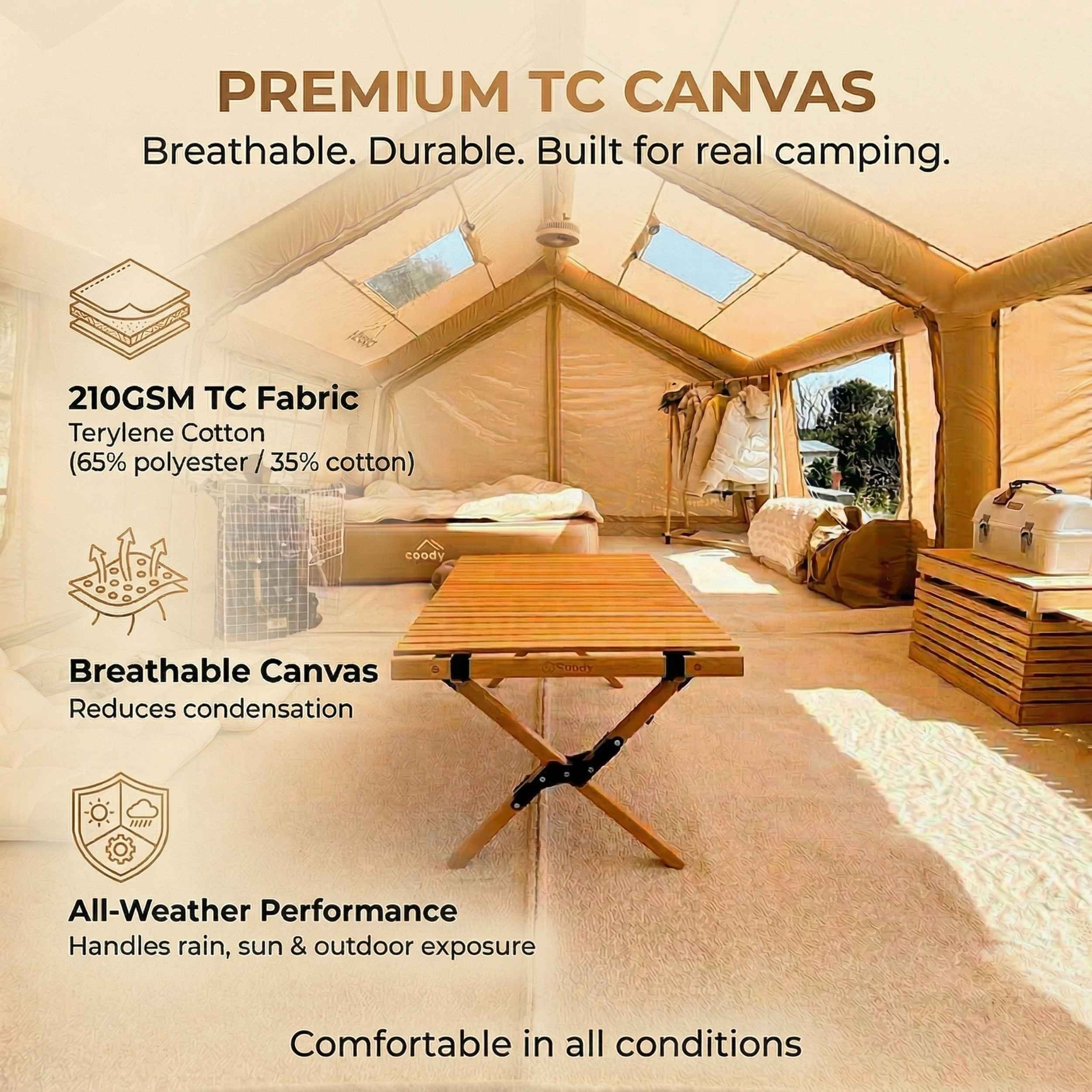 Coody Familia AirTent 17.2 Beige Inflatable Tent House for Camping (2-10 Person) - Image 9
