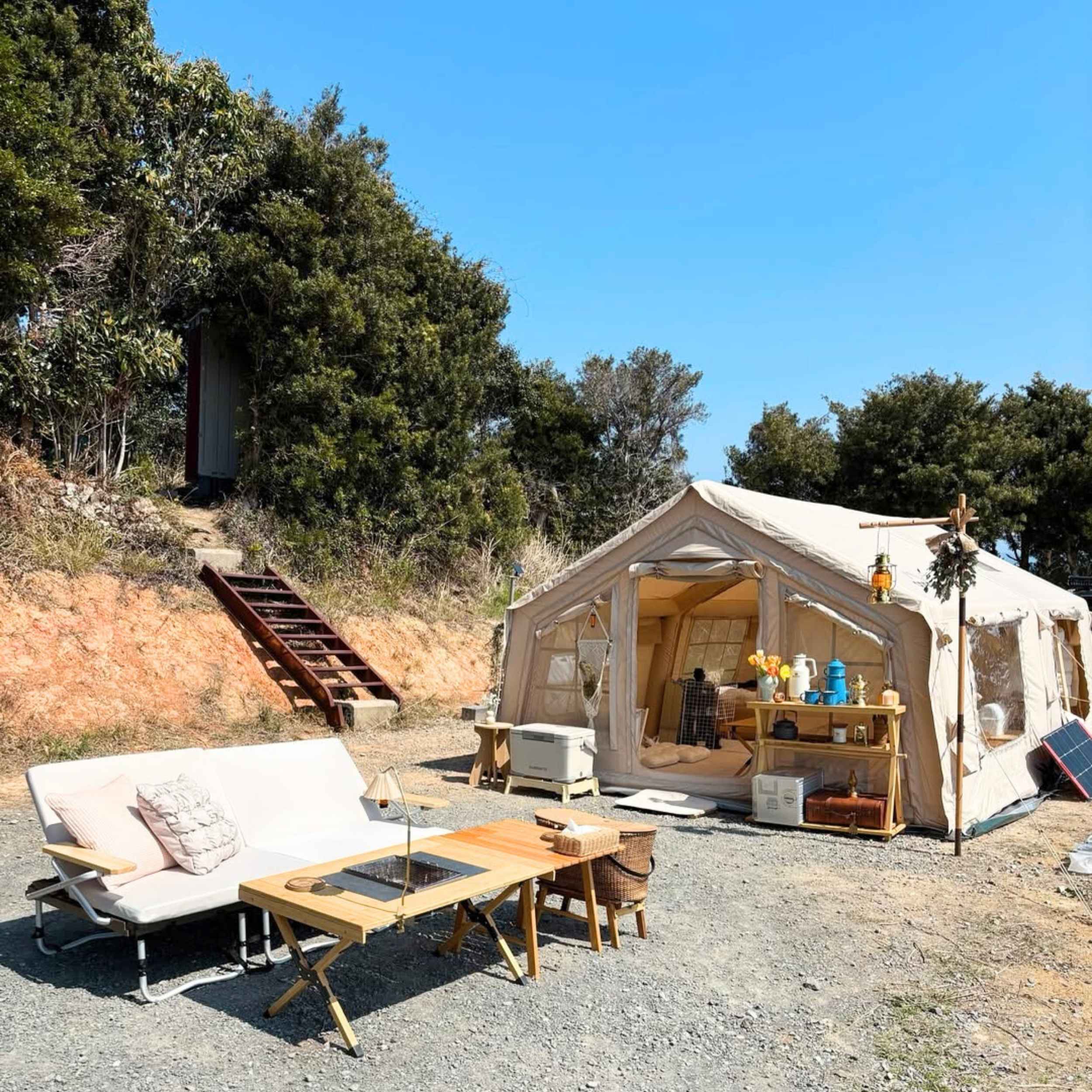 Coody Familia AirTent 17.2 Beige (2-10 Person)+ RBM Wood Stove Caminus M - Image 11