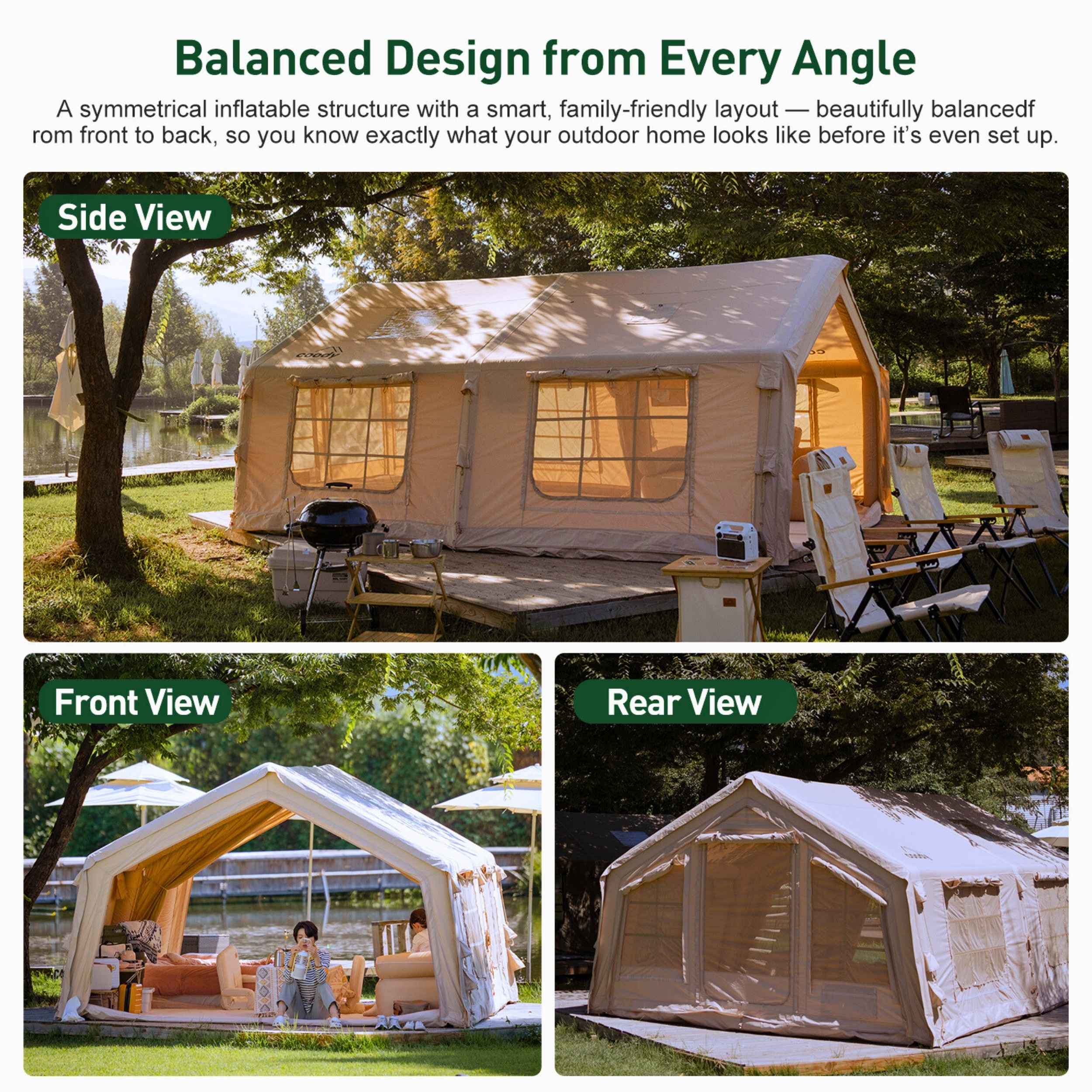 Coody Familia AirTent 17.2 Beige Inflatable Tent House for Camping (2-10 Person) - Image 7