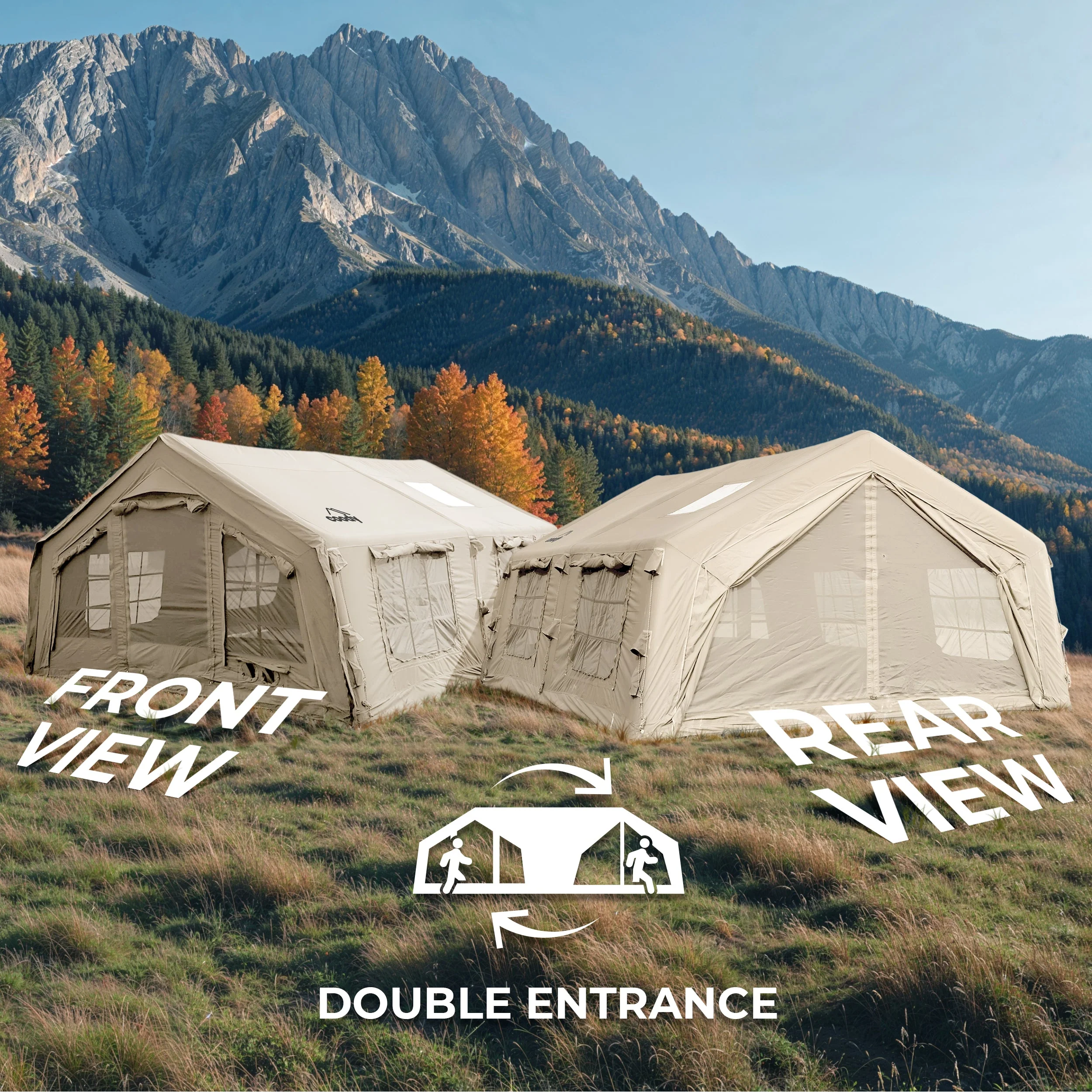 Coody Familia AirTent 17.2 Beige (2-10 Person)+ RBM Wood Stove Caminus M - Image 7