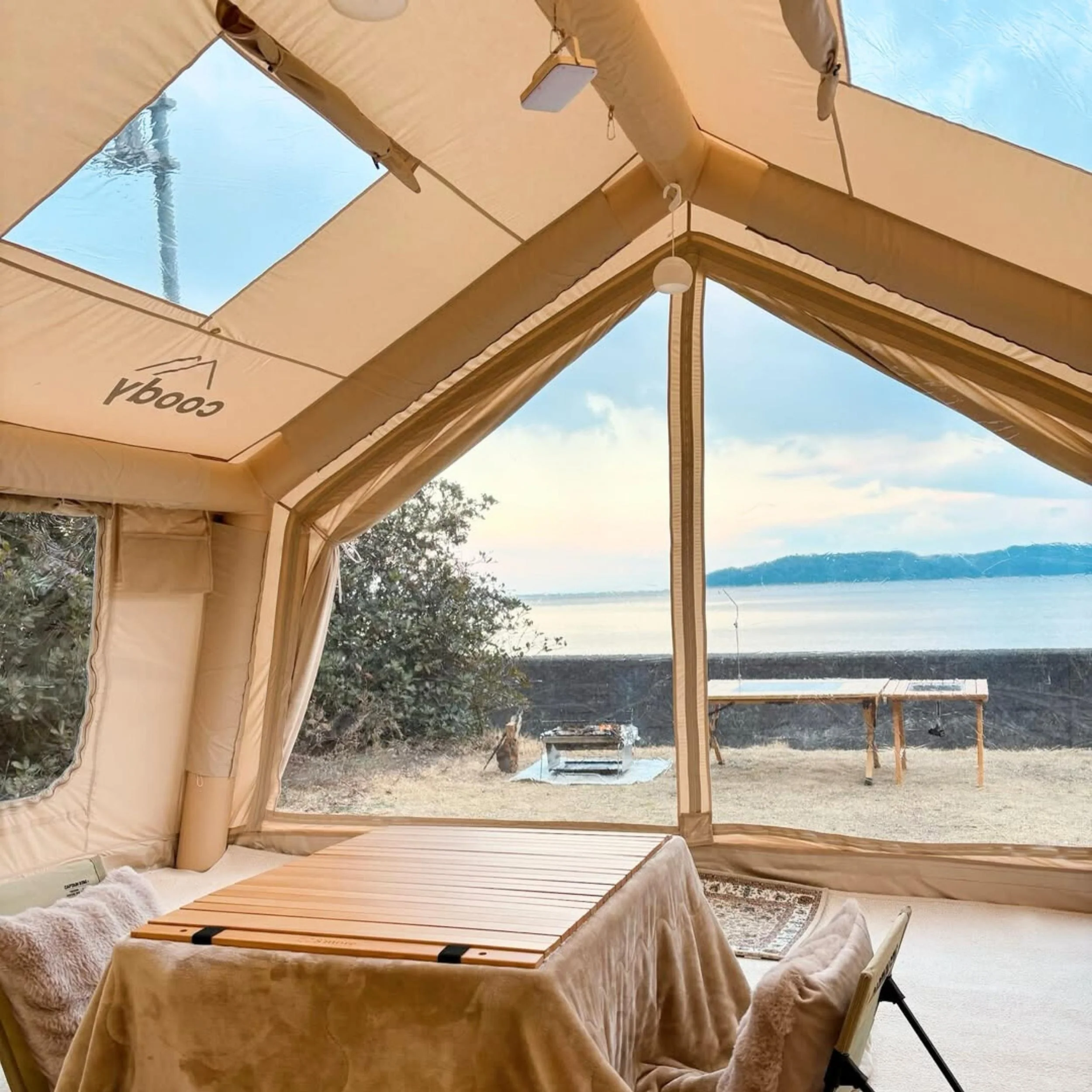 Coody Familia AirTent 17.2 Beige (2-10 Person)+ RBM Wood Stove Caminus M - Image 8
