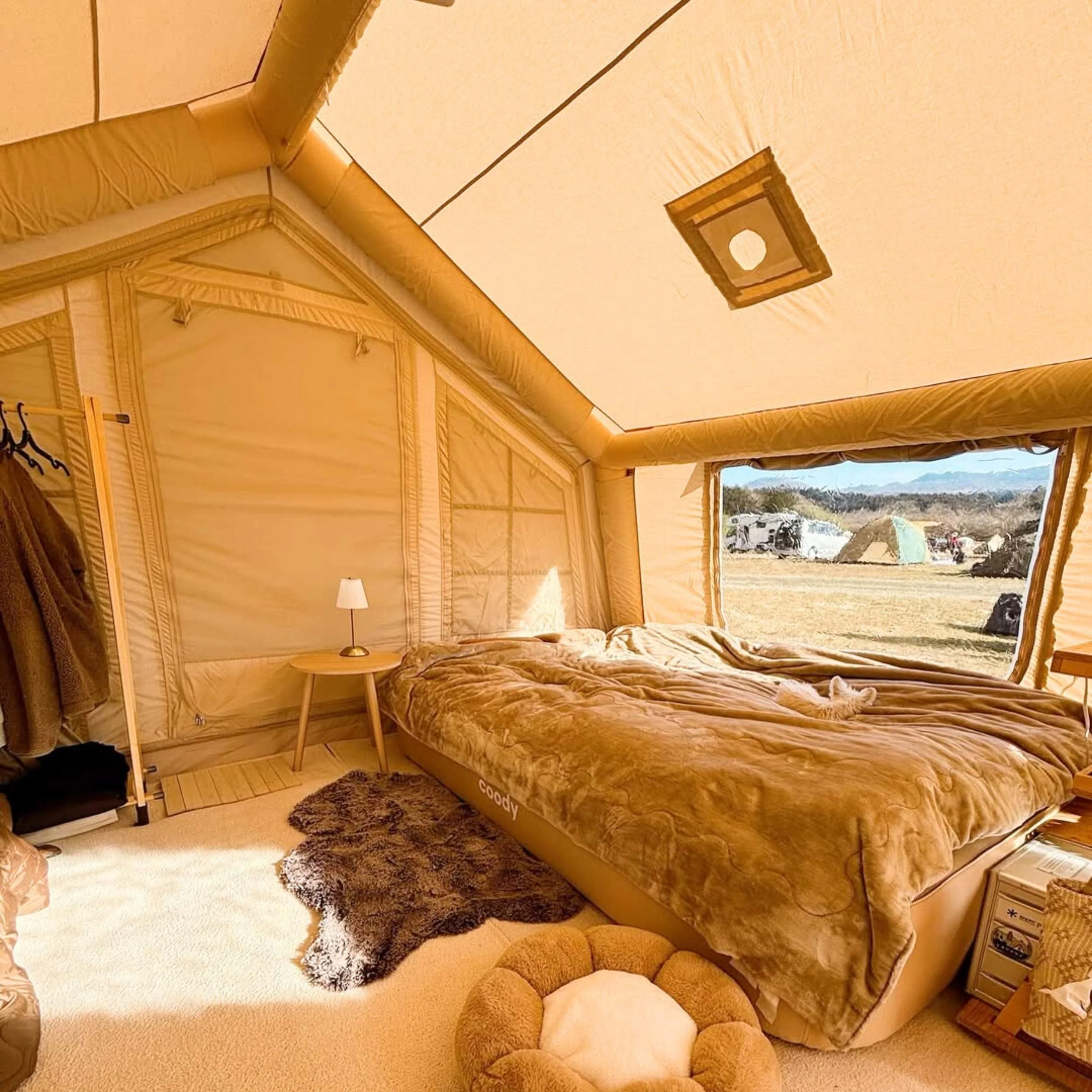 Coody Familia AirTent 17.2 Beige (2-10 Person)+ RBM Wood Stove Caminus M - Image 9