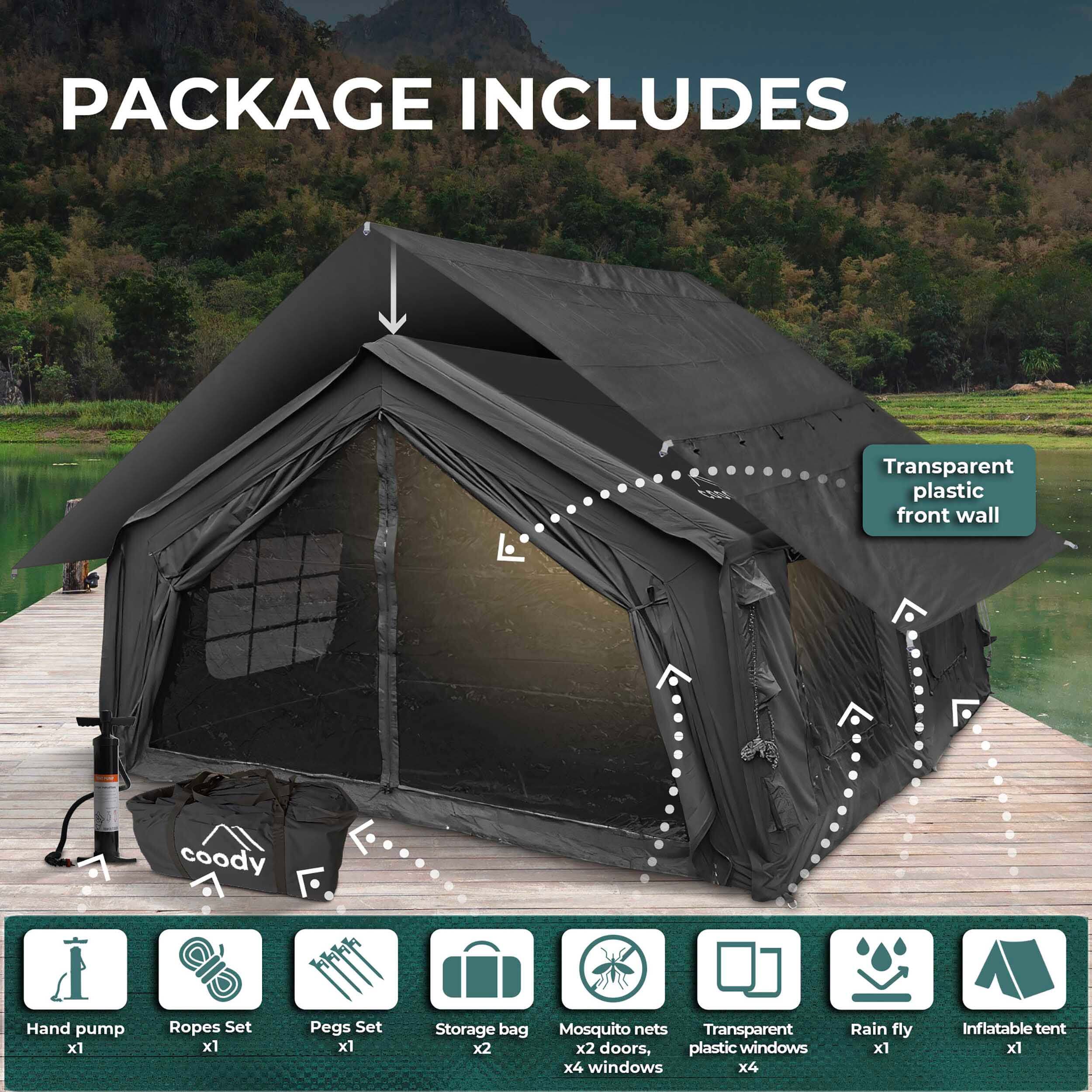Coody Familia AirTent 17.2 Black Inflatable Tent House for Camping (2-10 Person) - Image 6