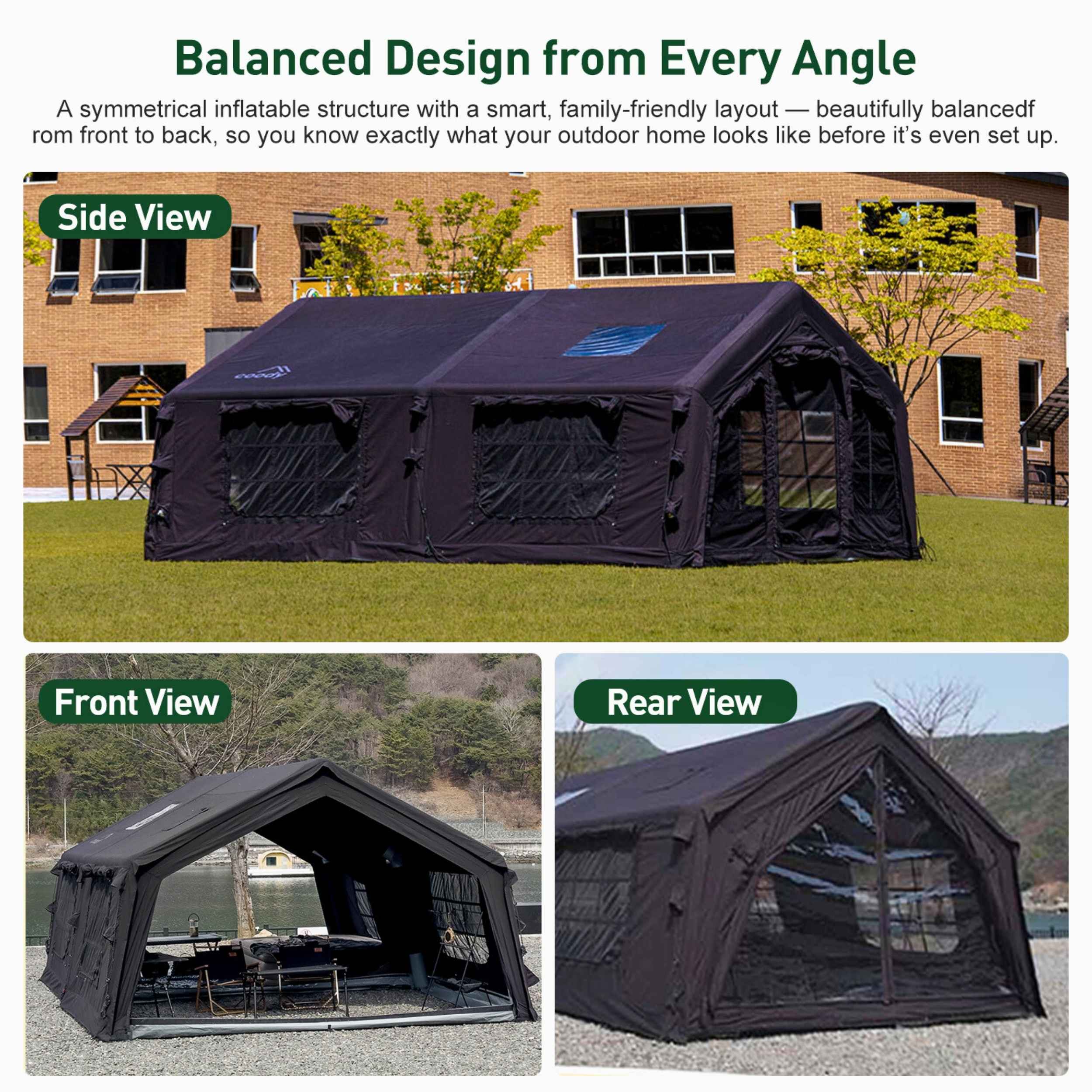 Coody Familia AirTent 17.2 Black Inflatable Tent House for Camping (2-10 Person) - Image 3