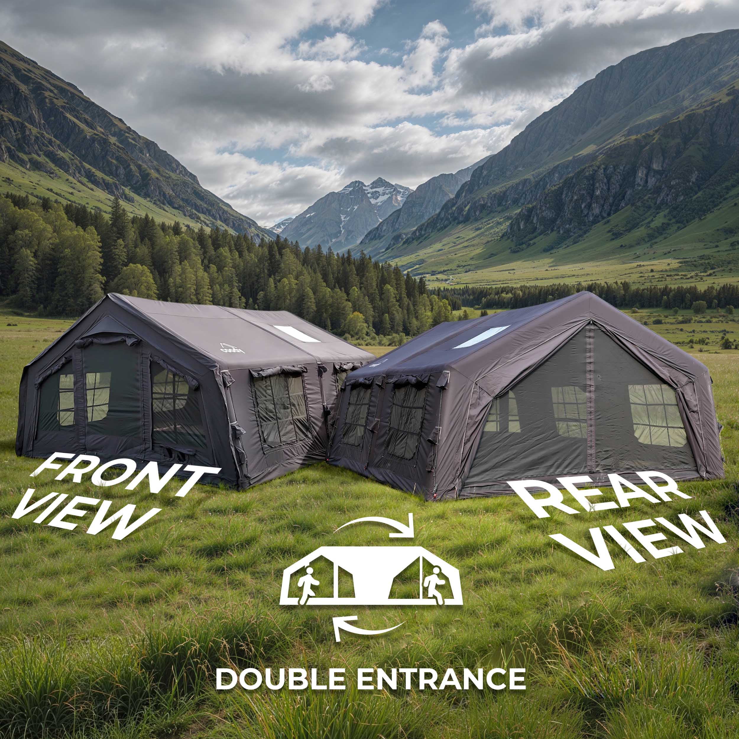 Coody Familia AirTent 17.2 Black (2-10 Person) + RBM Wood Stove Caminus M - Image 7