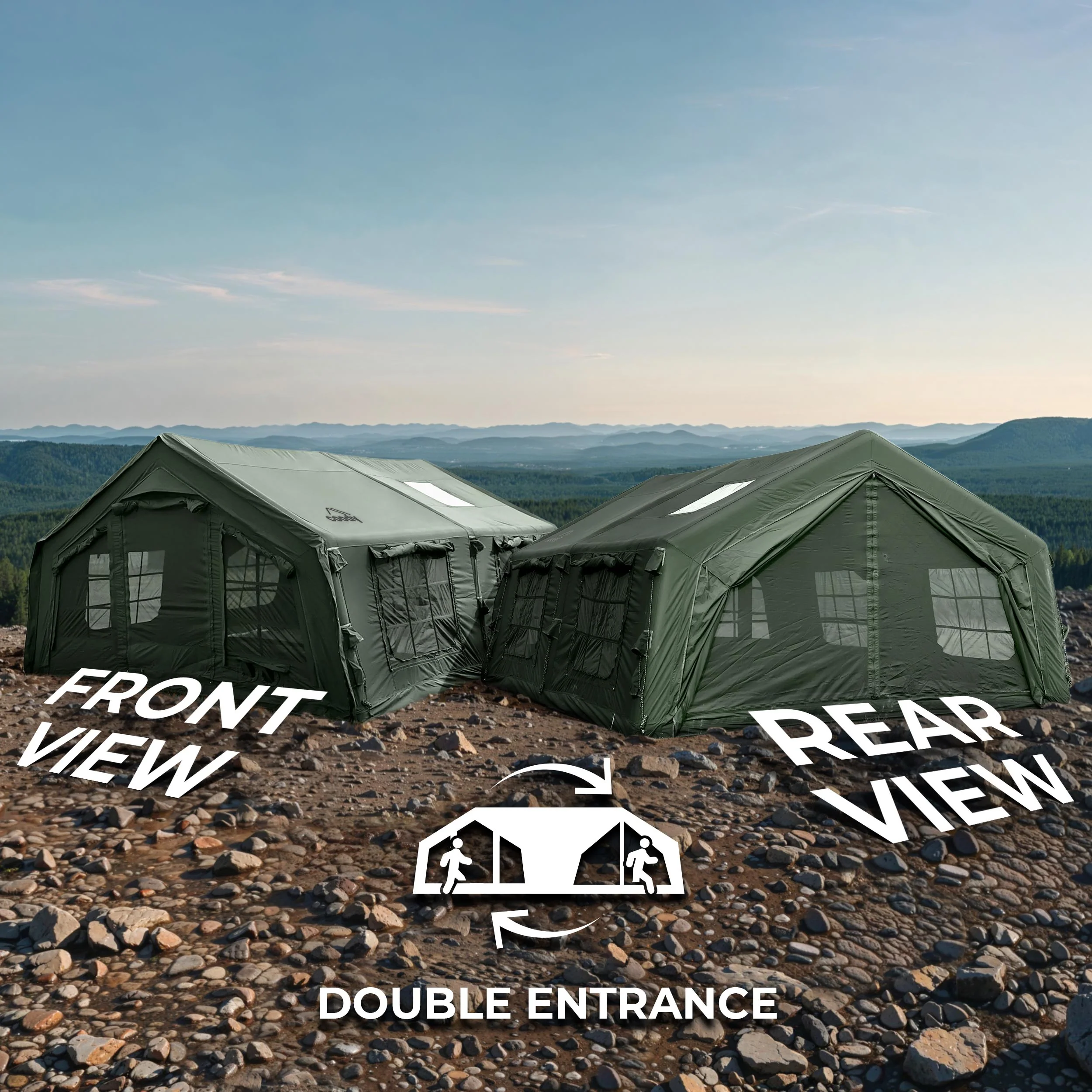 Coody Familia AirTent 17.2 Forest Green (2-10 Person)+ RBM Wood Stove Caminus M - Image 7