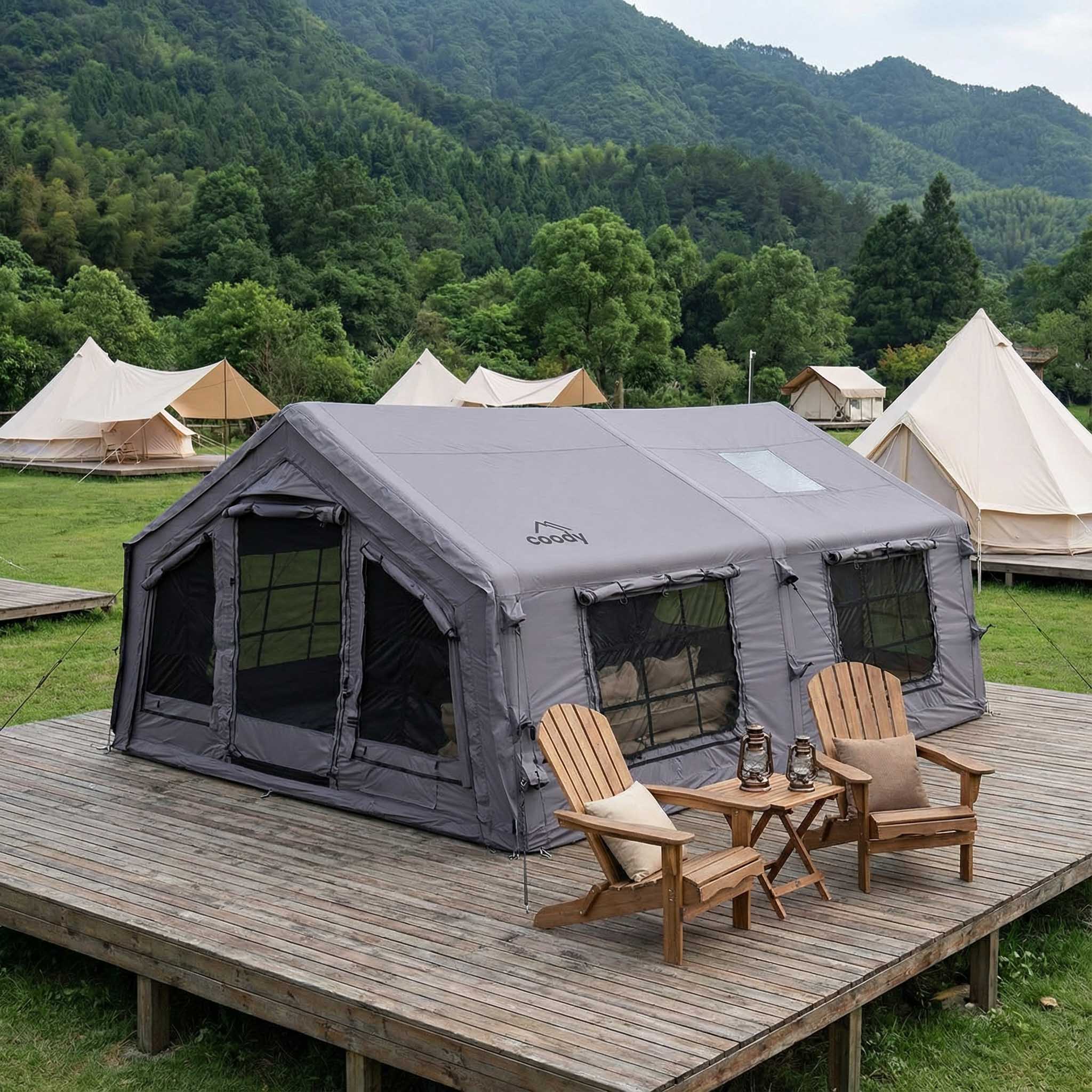 Coody Familia AirTent 17.2 Gray Inflatable Tent House for Camping (2-10 Person) - Image 16