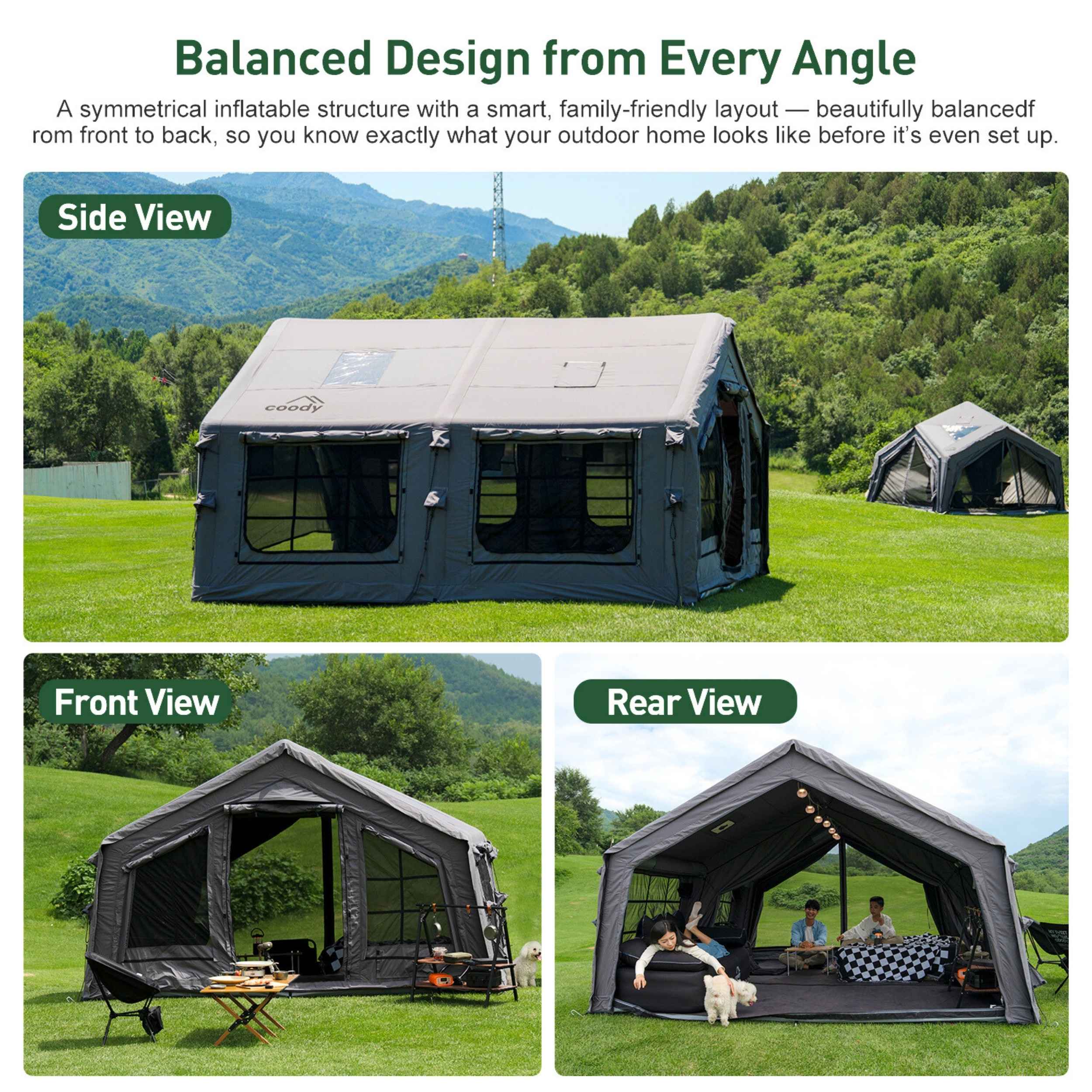 Coody Familia AirTent 17.2 Gray Inflatable Tent House for Camping (2-10 Person) - Image 3