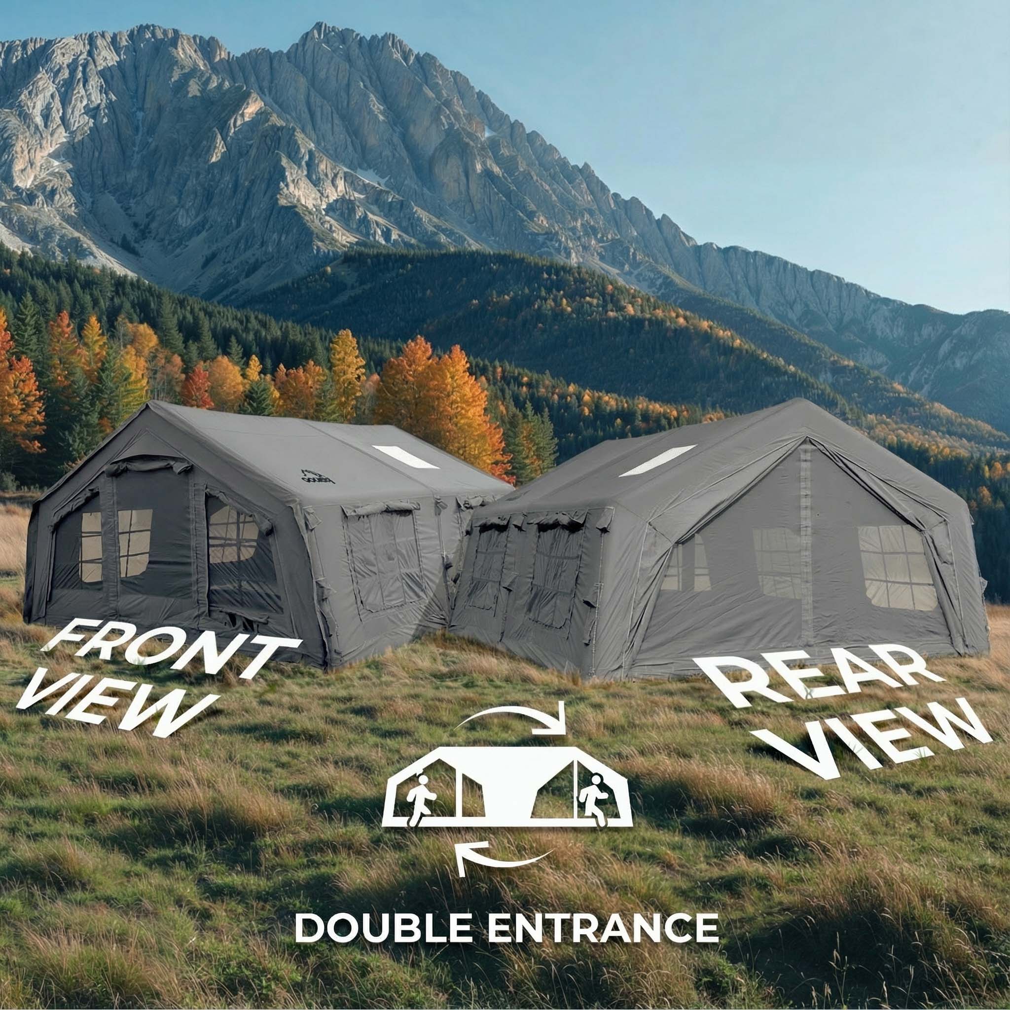 Coody Familia AirTent 17.2 Gray Inflatable Tent House for Camping (2-10 Person) - Image 7