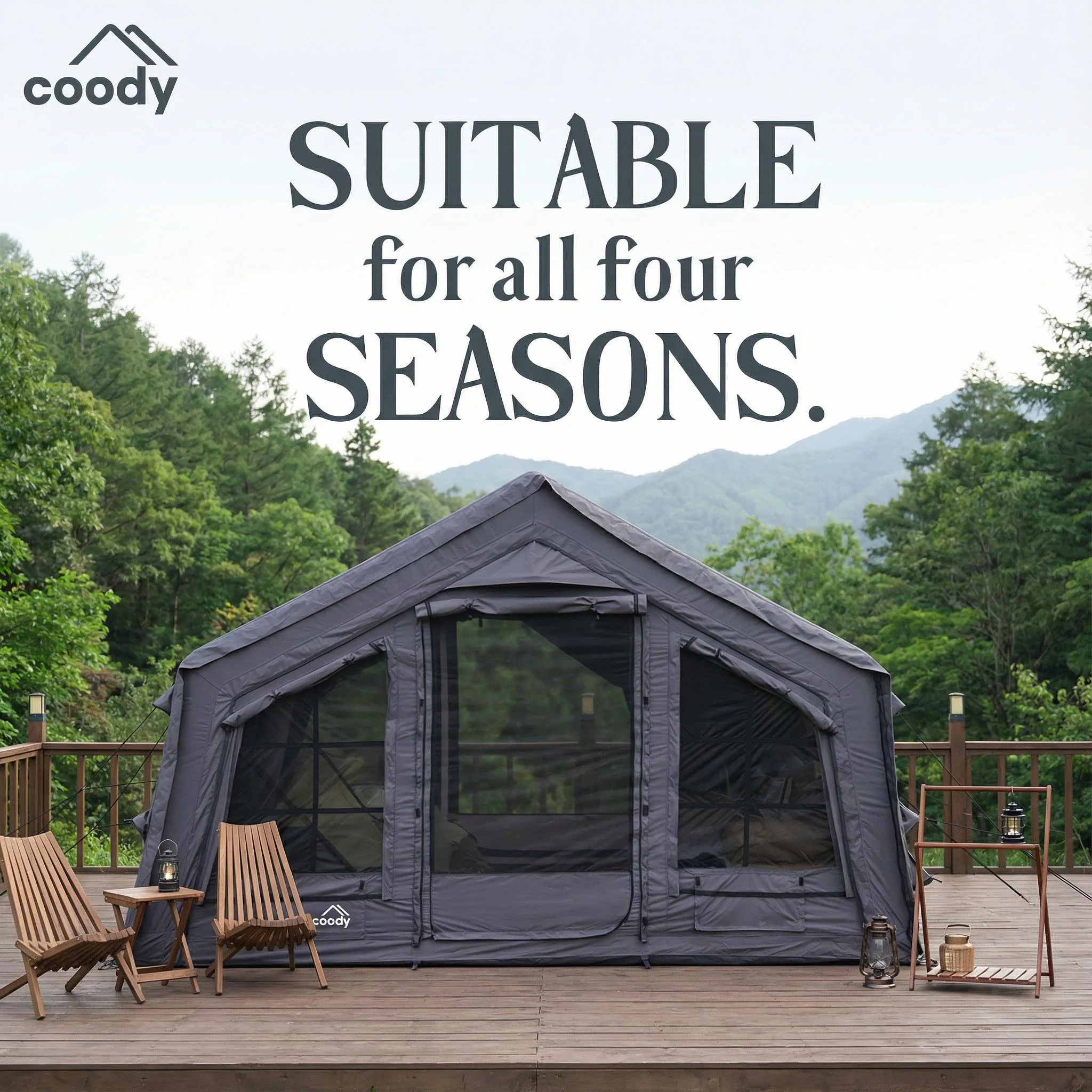 Coody Familia AirTent 17.2 Gray Inflatable Tent House for Camping (2-10 Person) - Image 9