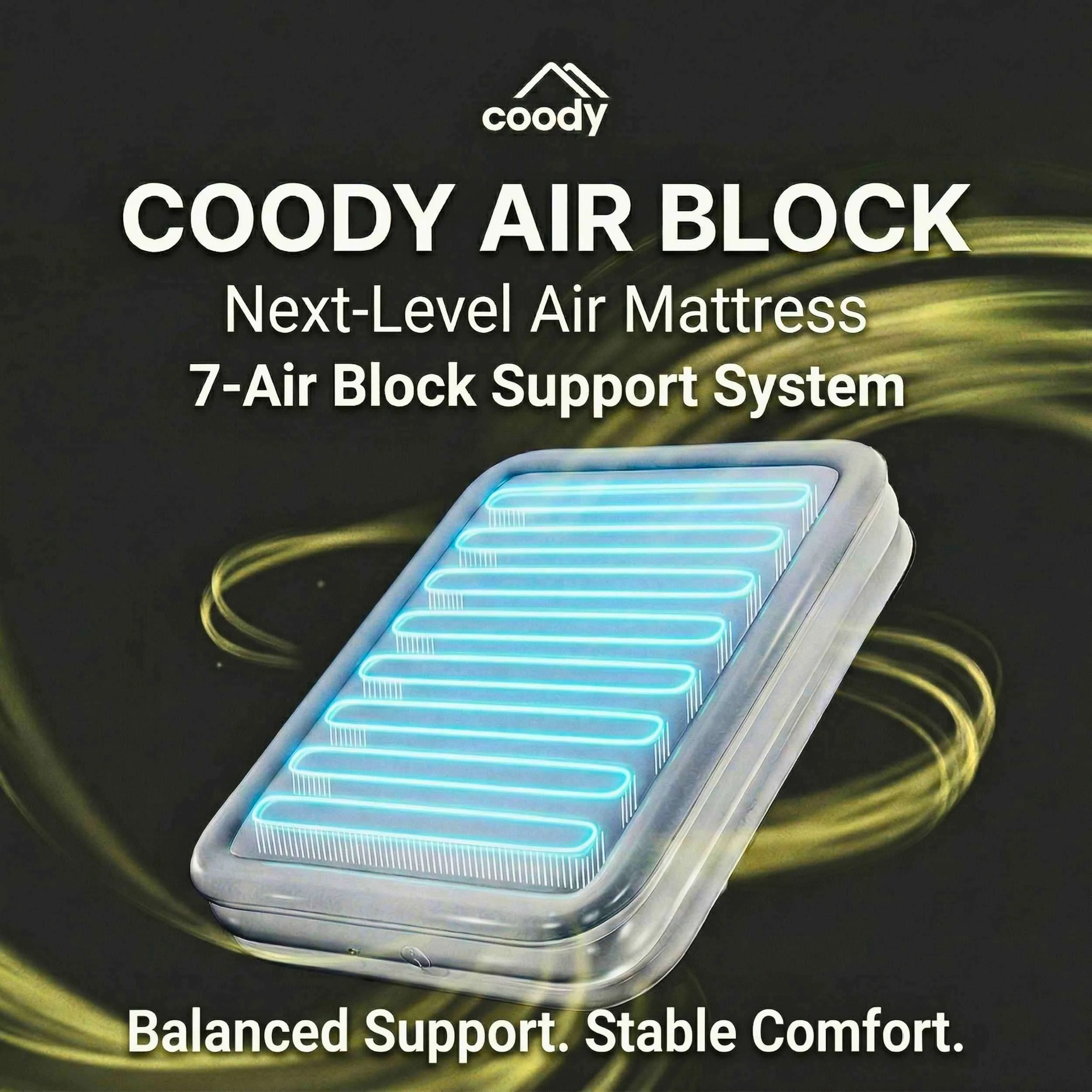 Coody Air Mattress Beige Queen (197×150×35 cm) – Premium Air Bed with Built-in Pump - Image 6