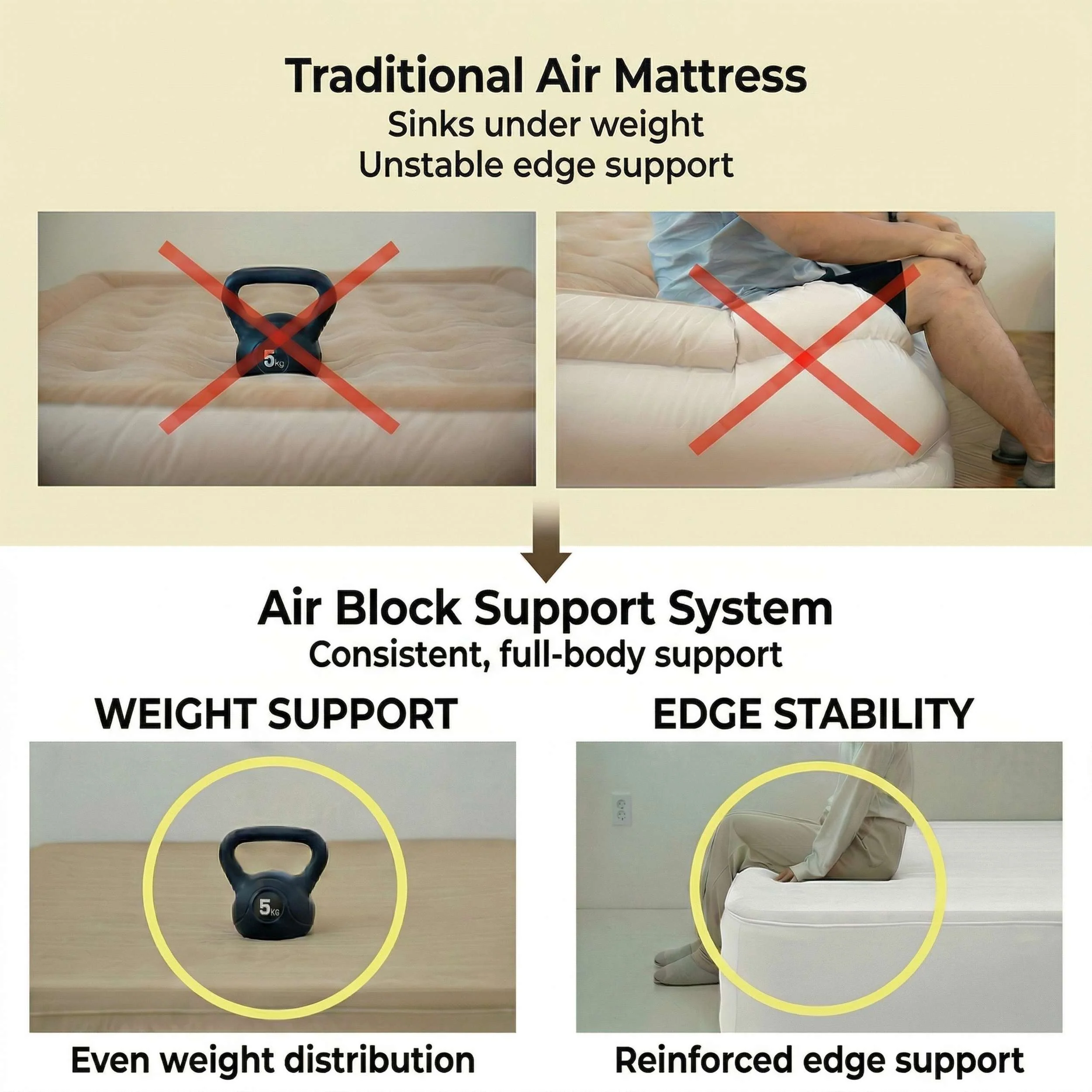 Coody Air Mattress Beige Twin XL (197×91×35 cm) – Premium Air Bed with Built-in Pump - Image 10