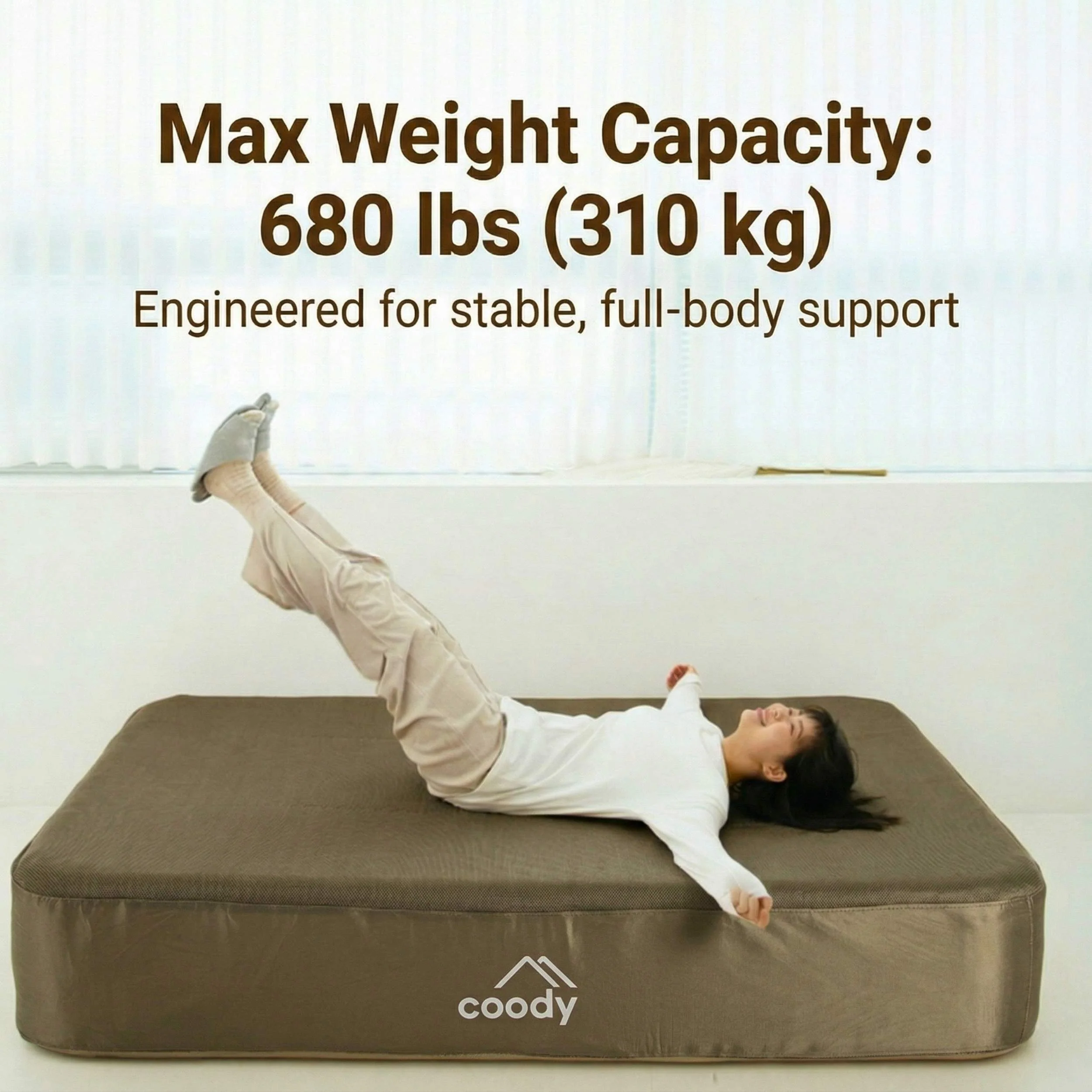 Coody Air Mattress Green Twin XL (197×91×35 cm) – Premium Air Bed with Built-in Pump - Image 3