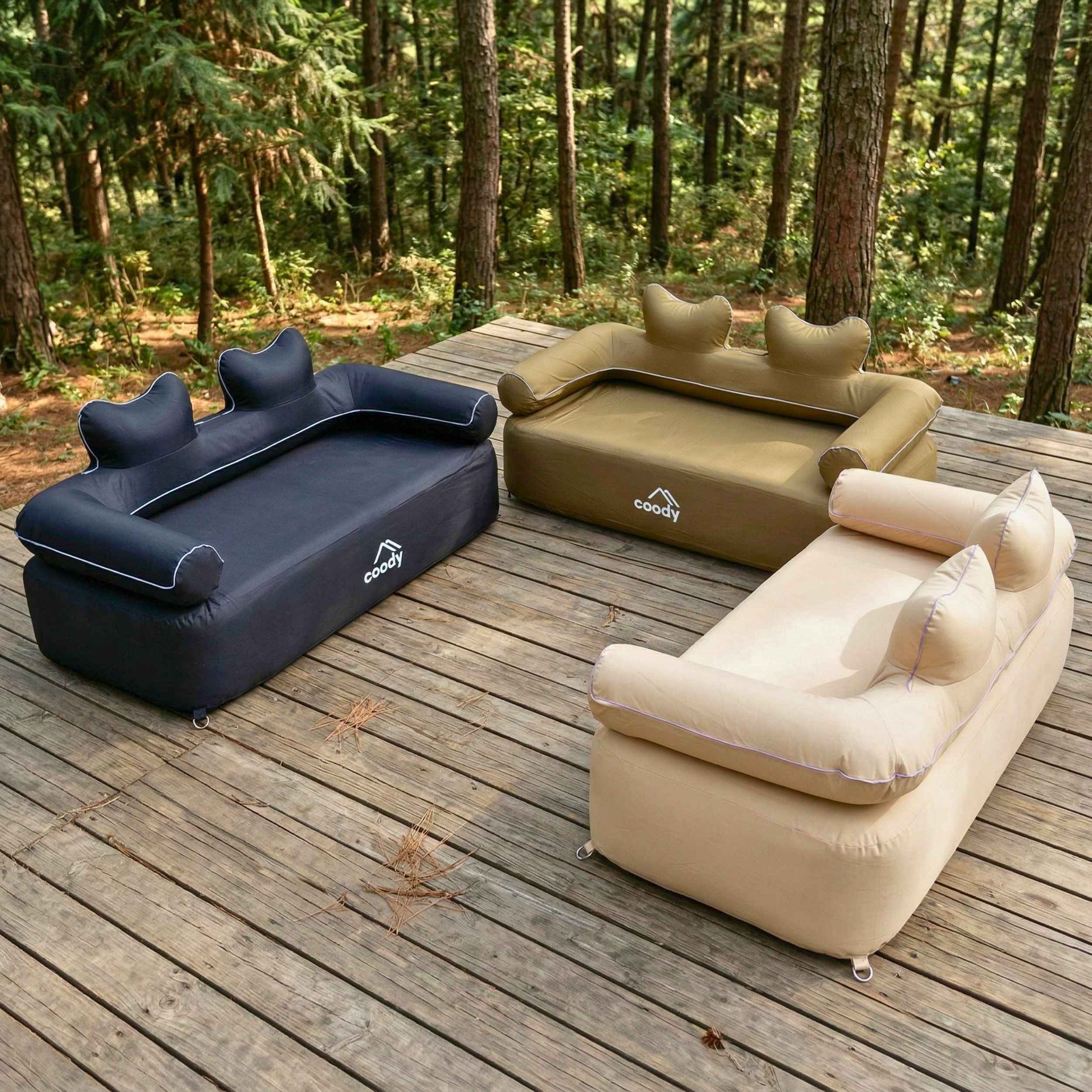 Coody Air Sofa Beige - Inflatable Camping Couch with Built-In Pump - Image 16