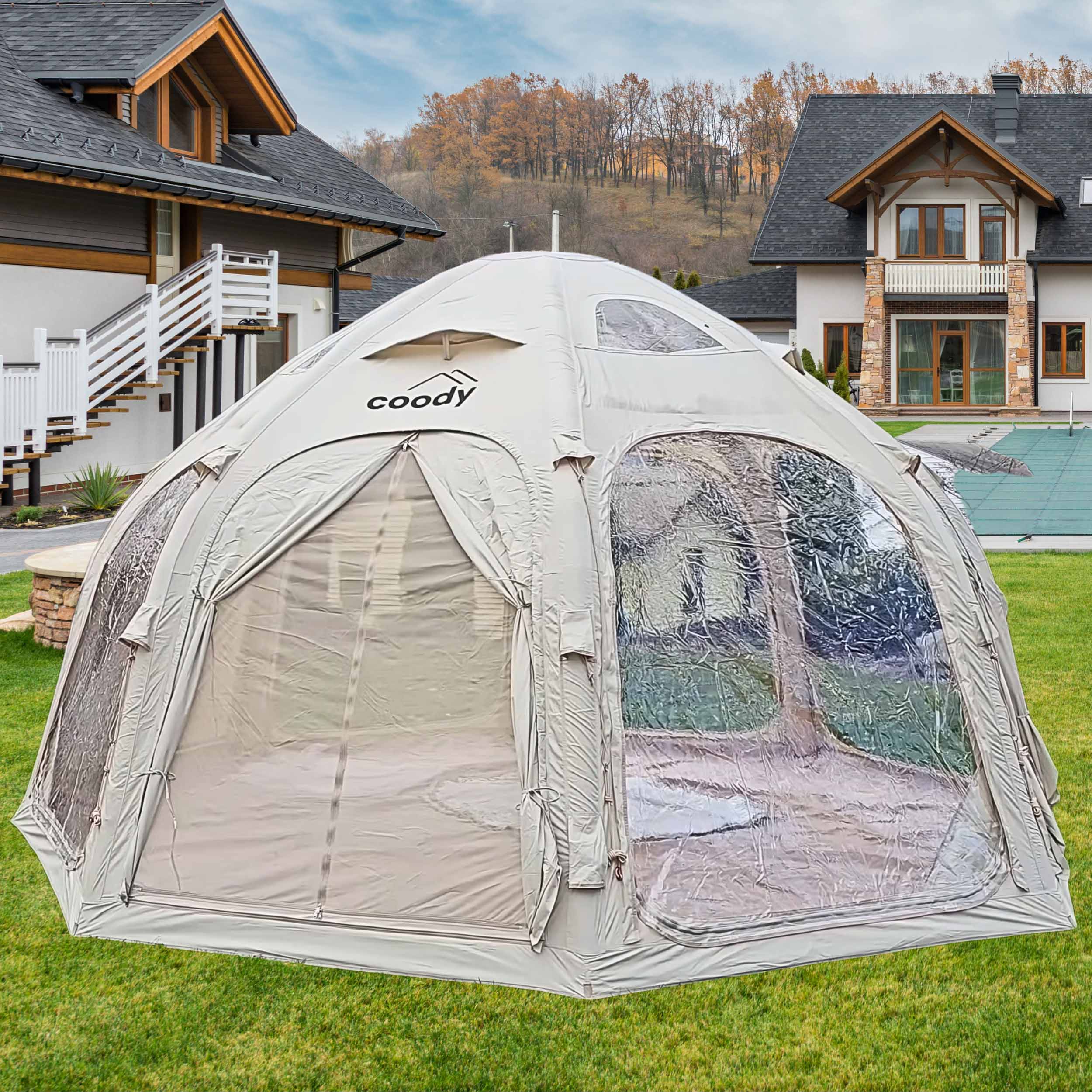 Coody Aurora Dome Beige (2-4 Person)+Carpet(Beige)+Electric Pump - Image 11