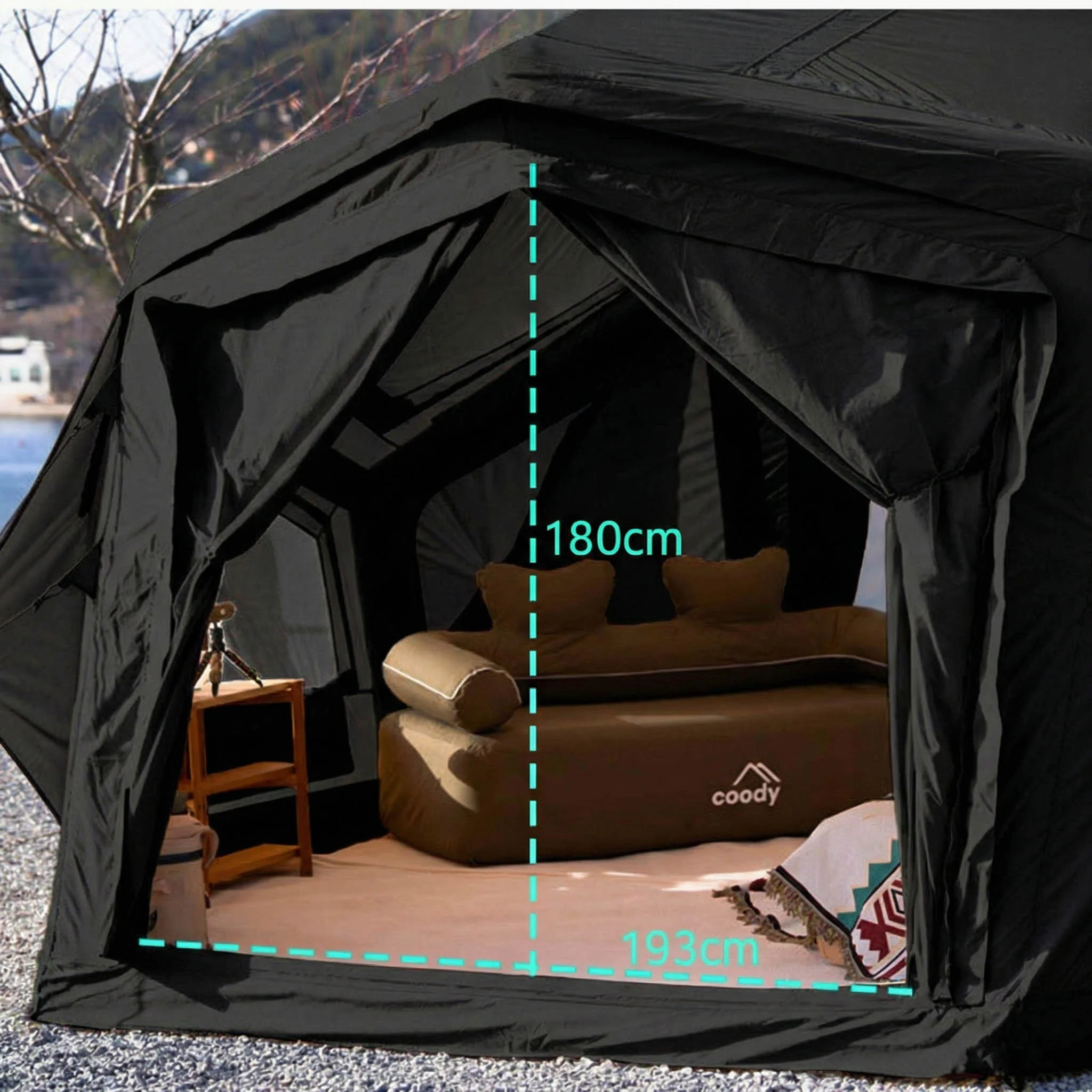 Coody Bestona Black Inflatable Tent for Camping (2-4 person) - Image 6