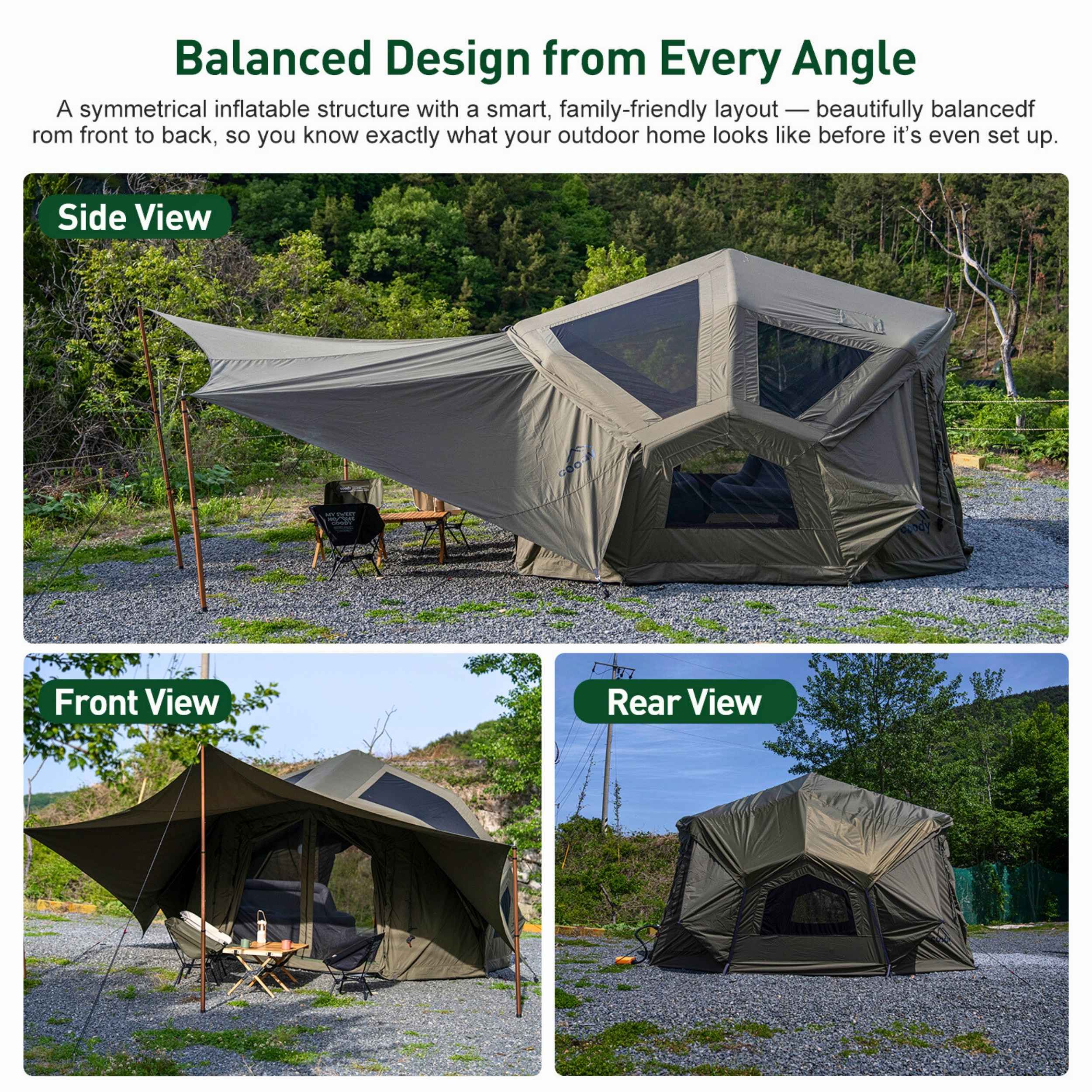 Coody Bestona Forest Green Inflatable Tent for Camping (2-4 person) - Image 3