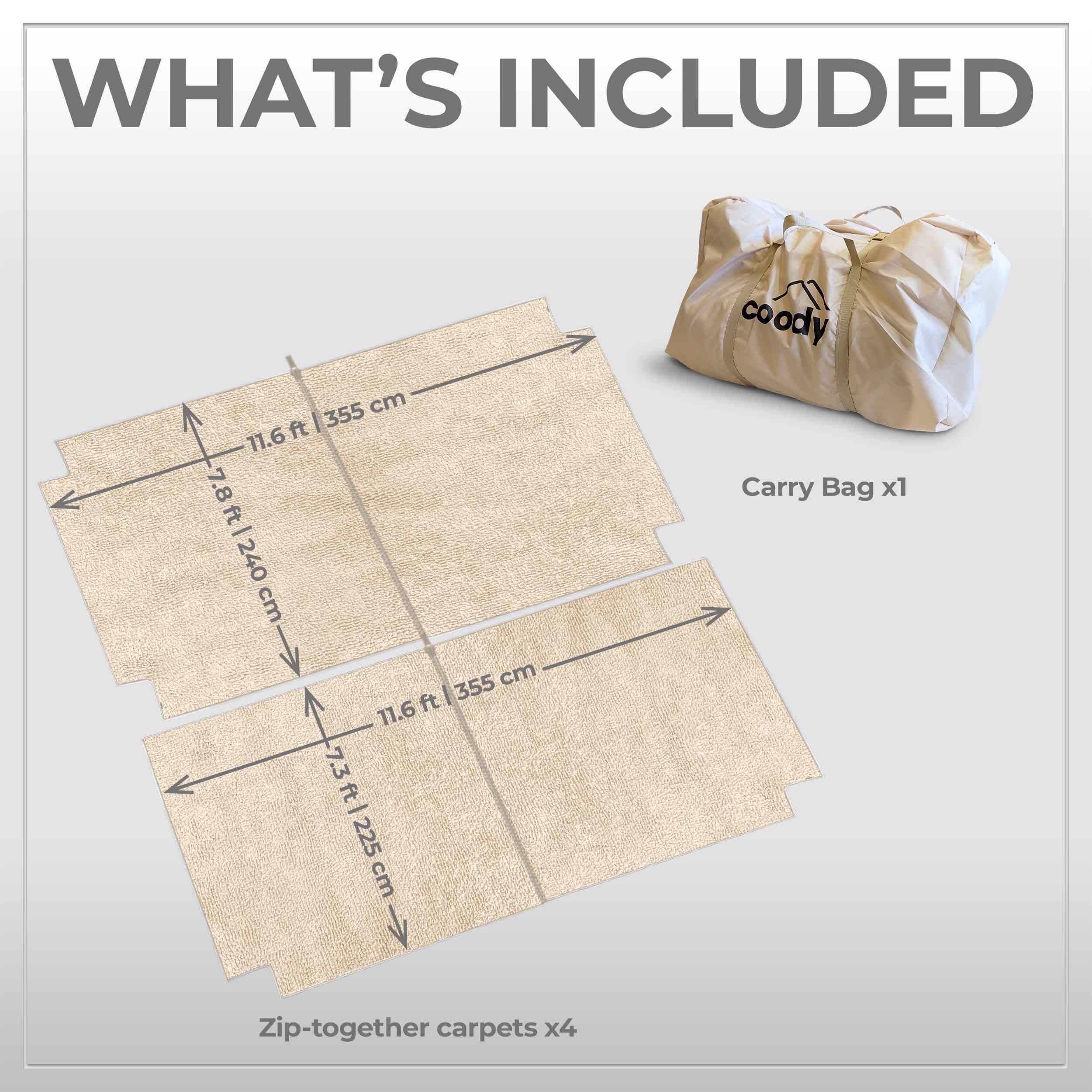 Coody Carpet – Tailored for Coody Familia AirTent 17.2 Beige - Image 13