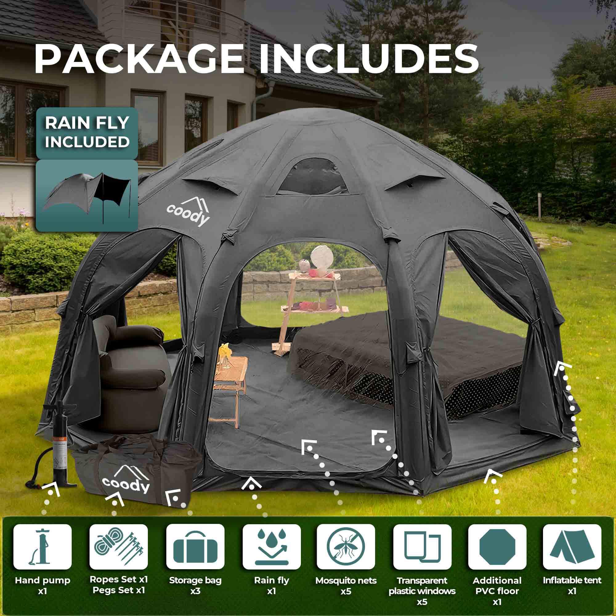 Coody Aurora Dome Black Inflatable Shelter for Outdoors (2-4 person) - Image 4