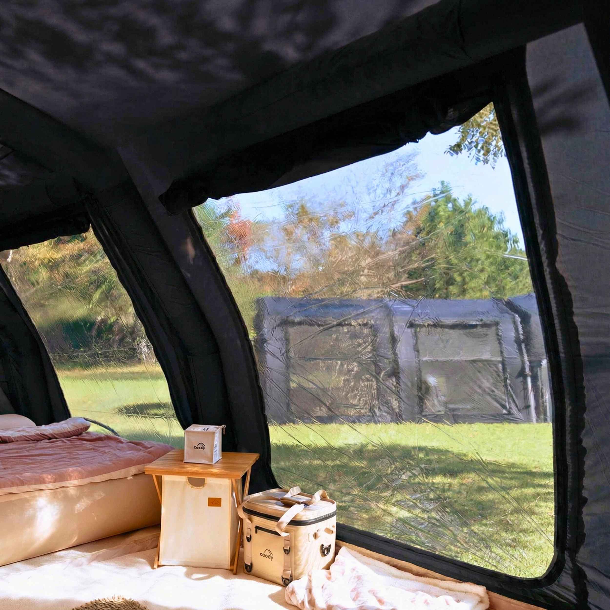 Coody Familia AirTent 17.2 PRO Black (2-10 Person)+Electric Pump+TPU Door Black+Ground Sheet - Image 7