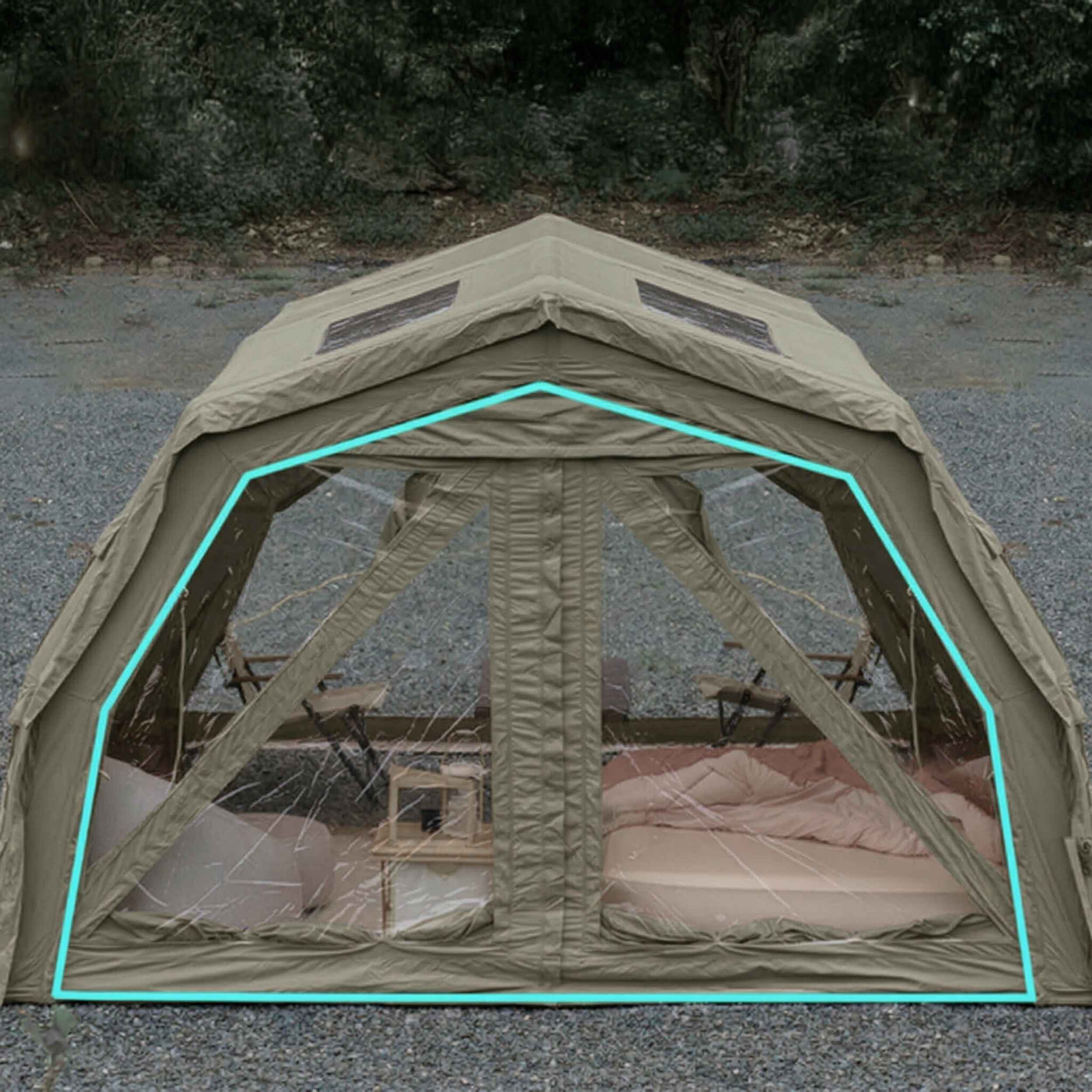 Coody Familia AirTent 17.2 PRO Forest Green (2-10 Person)+Electric Pump+TPU Door Forest Green+Ground Sheet - Image 13