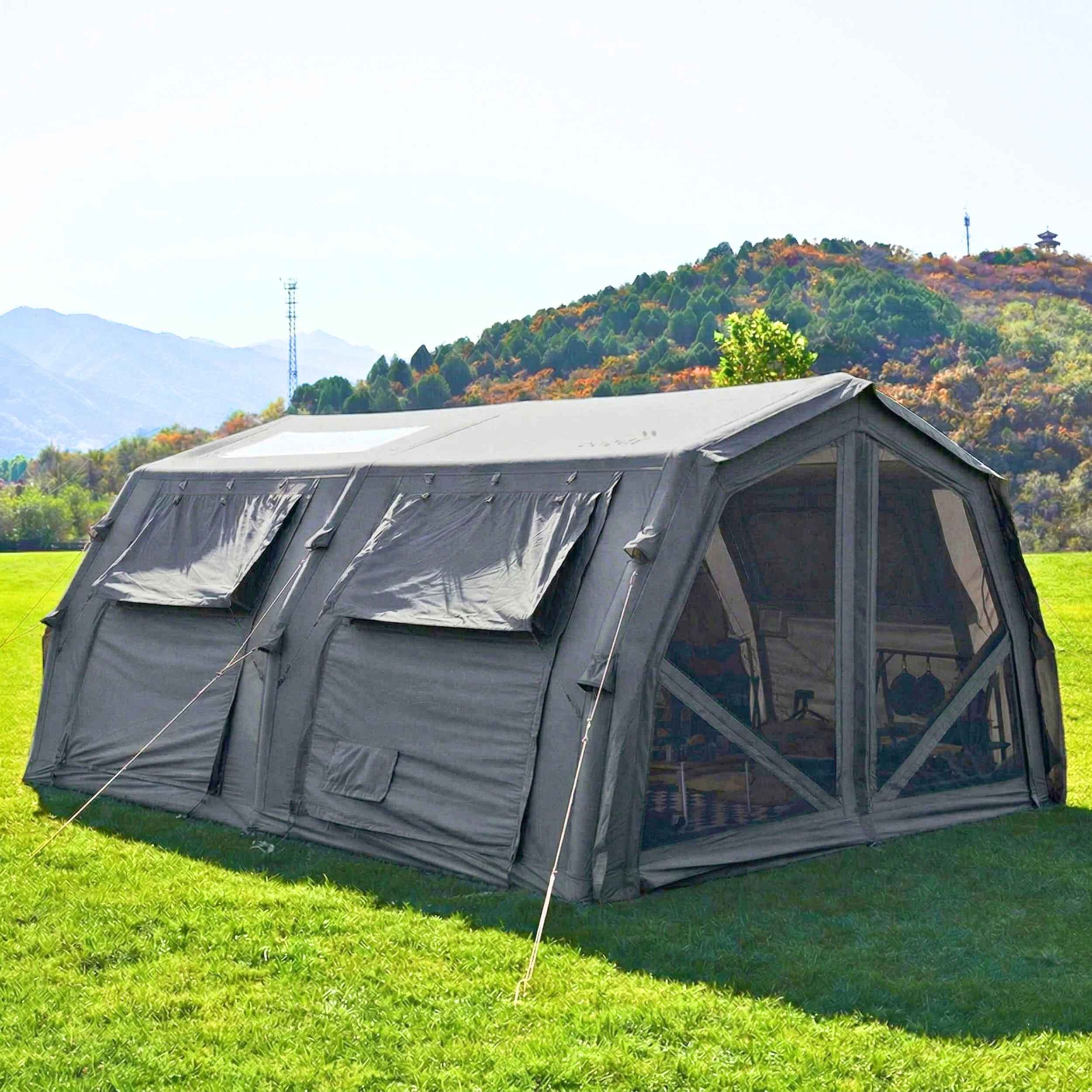 Coody Familia AirTent 17.2 PRO Gray (2-10 Person)+Electric Pump+TPU Door Gray+Ground Sheet - Image 6