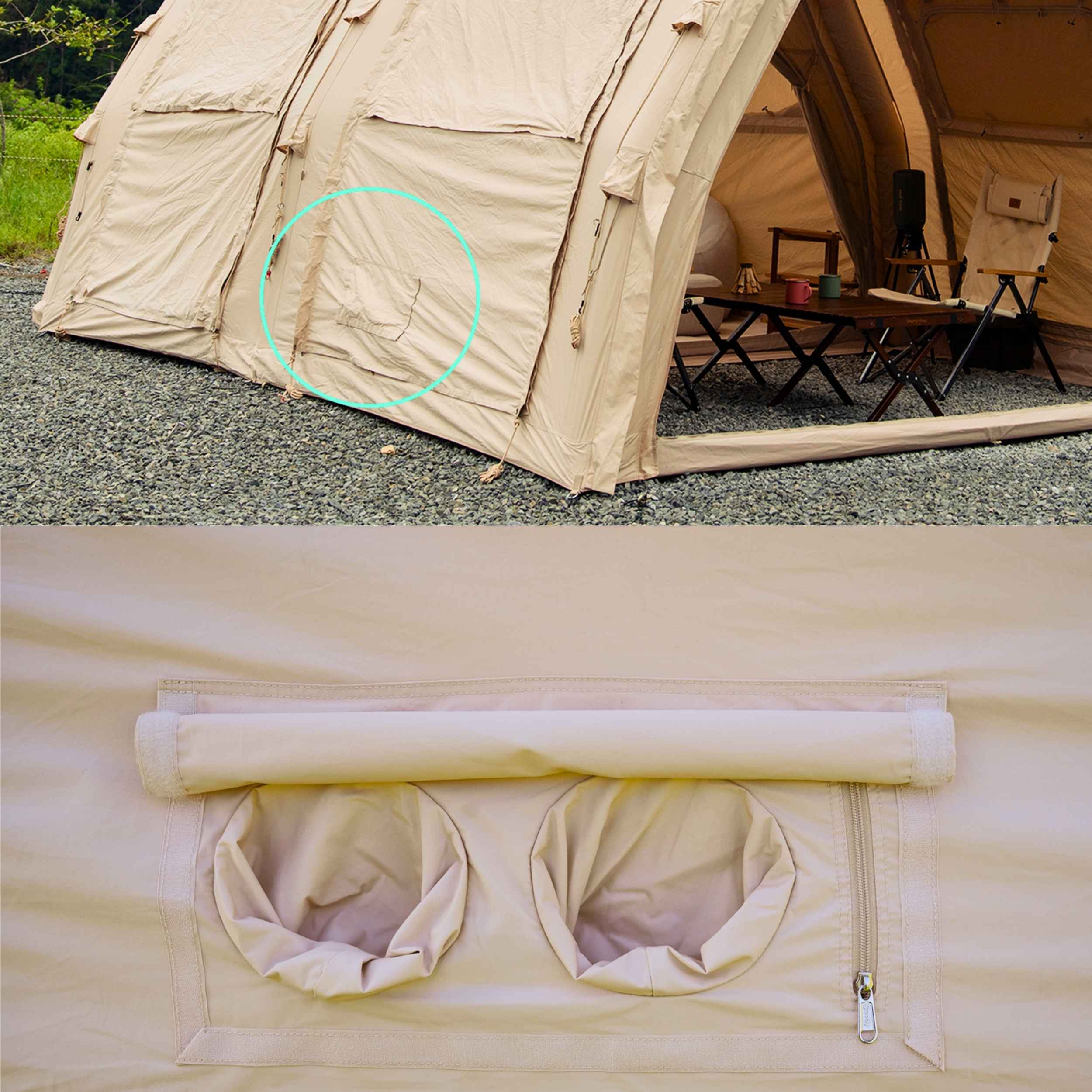 Coody Familia AirTent 17.2 PRO Beige Inflatable Tent for Camping (2-10 Person) - Image 17
