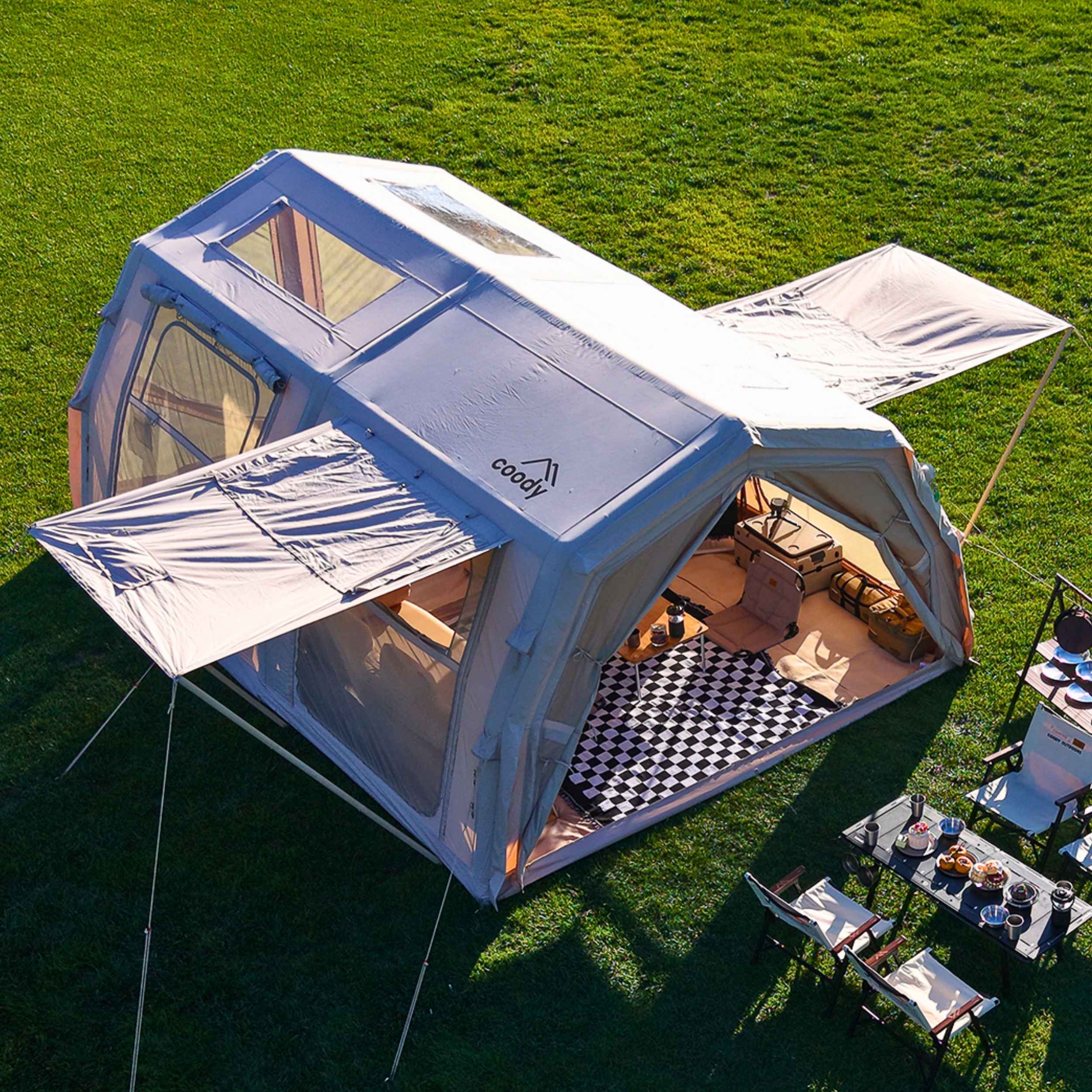 Coody Familia AirTent 17.2 PRO Beige Inflatable Tent for Camping (2-10 Person) - Image 5