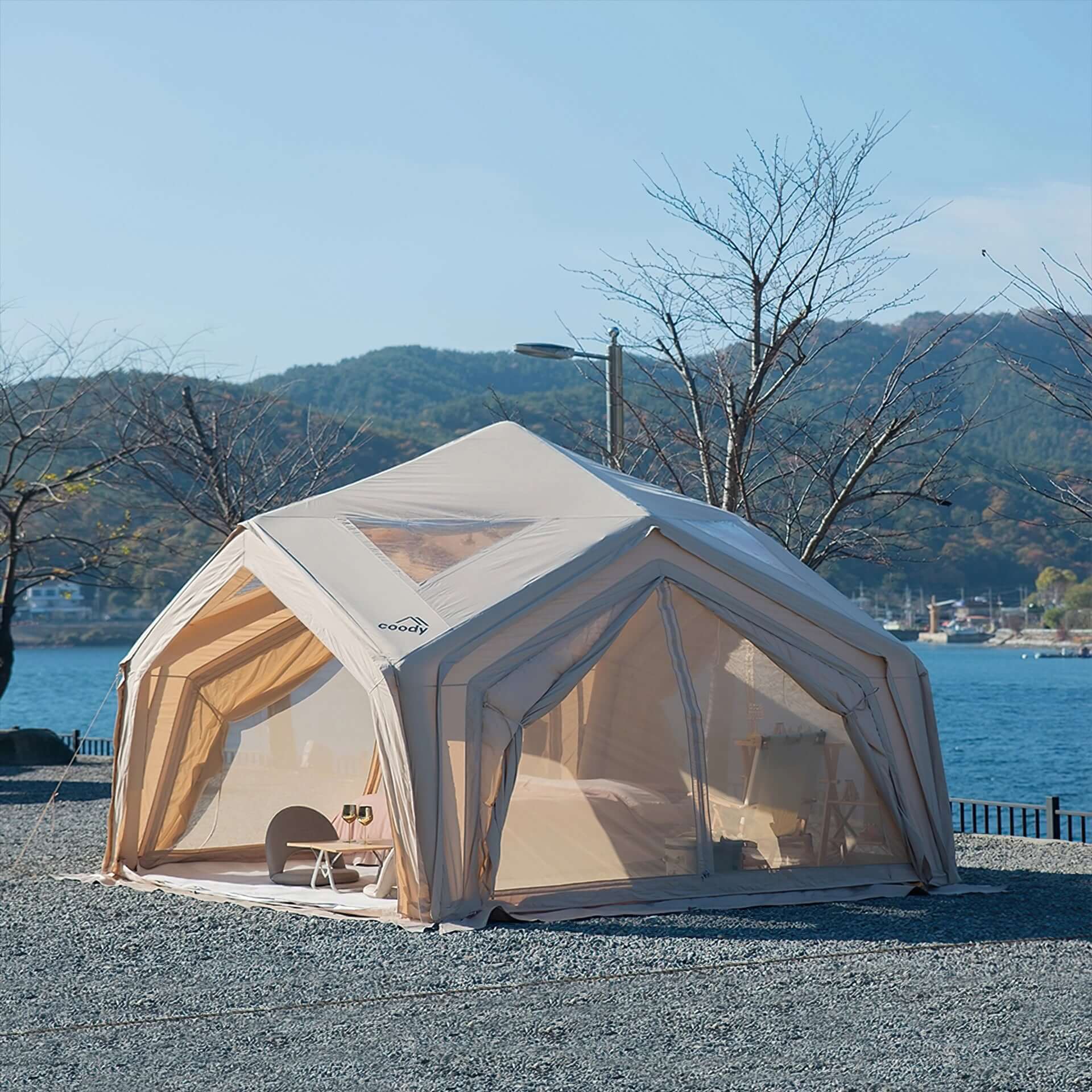 Coody AirTent Hub Shelter Beige Inflatable Tents for Camping (2-6 Person) - Image 7